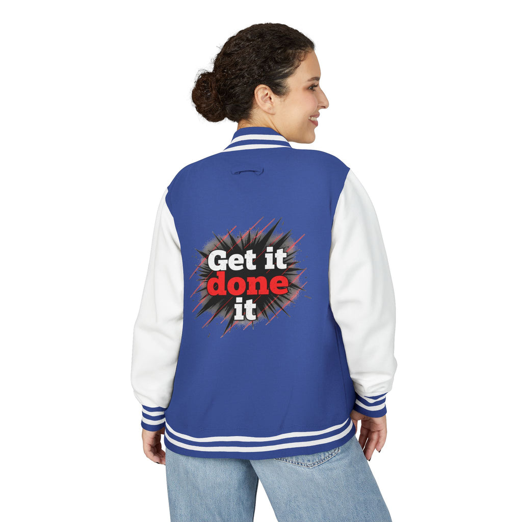 Get It Done Letterman Jacket — Motivational Varsity Bomber