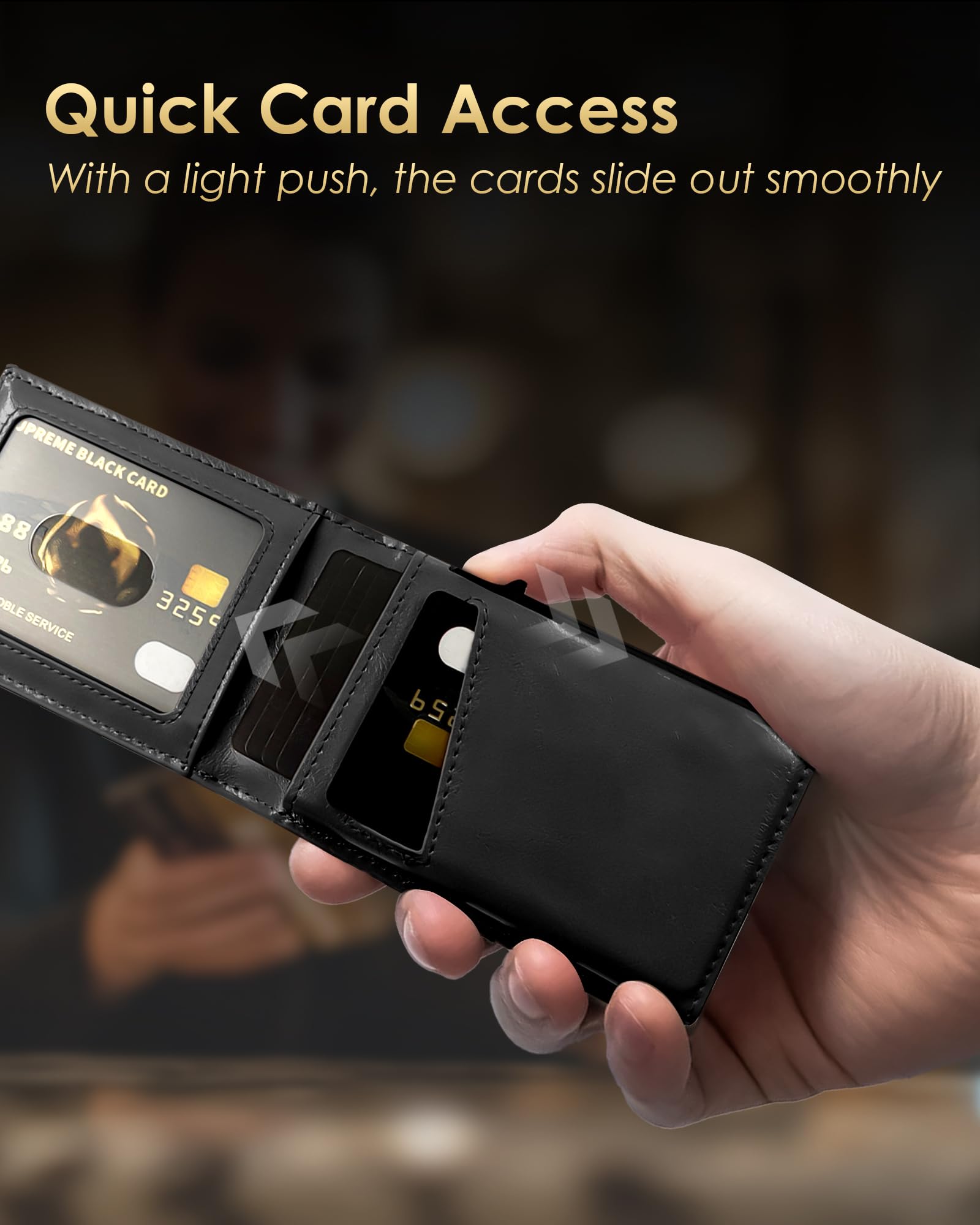 2025 Wallet for Men - RFID Blocking [Functional & Practical] Bifold Slim Minimalist Credit Card Holder Pop Up Wallet Metal Case with Cash Slot, Front Pocket with ID Window, Gift Boxed (Carbon Fiber)