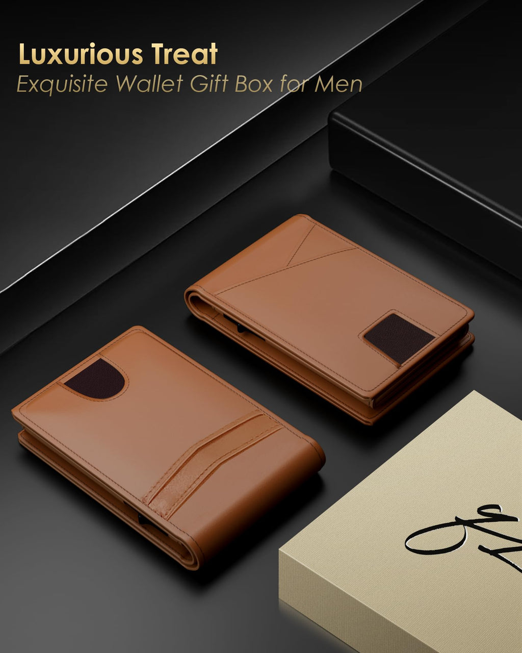 2025 Wallet for Men - RFID Blocking [Functional & Practical] Bifold Slim Minimalist Credit Card Holder Pop Up Wallet Metal Case with Cash Slot, Front Pocket with ID Window, Gift Boxed (Carbon Fiber)