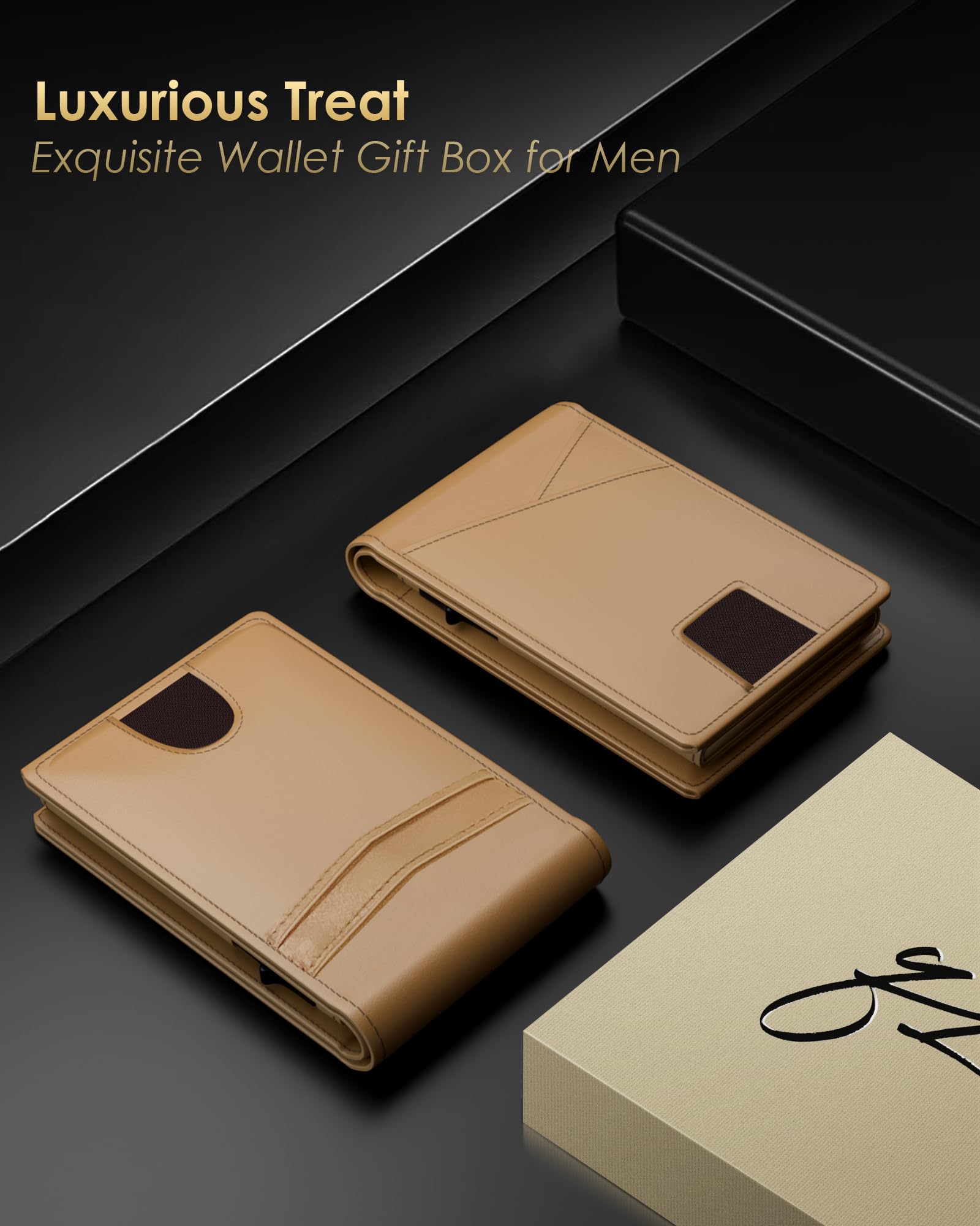 2025 Wallet for Men - RFID Blocking [Functional & Practical] Bifold Slim Minimalist Credit Card Holder Pop Up Wallet Metal Case with Cash Slot, Front Pocket with ID Window, Gift Boxed (Carbon Fiber)