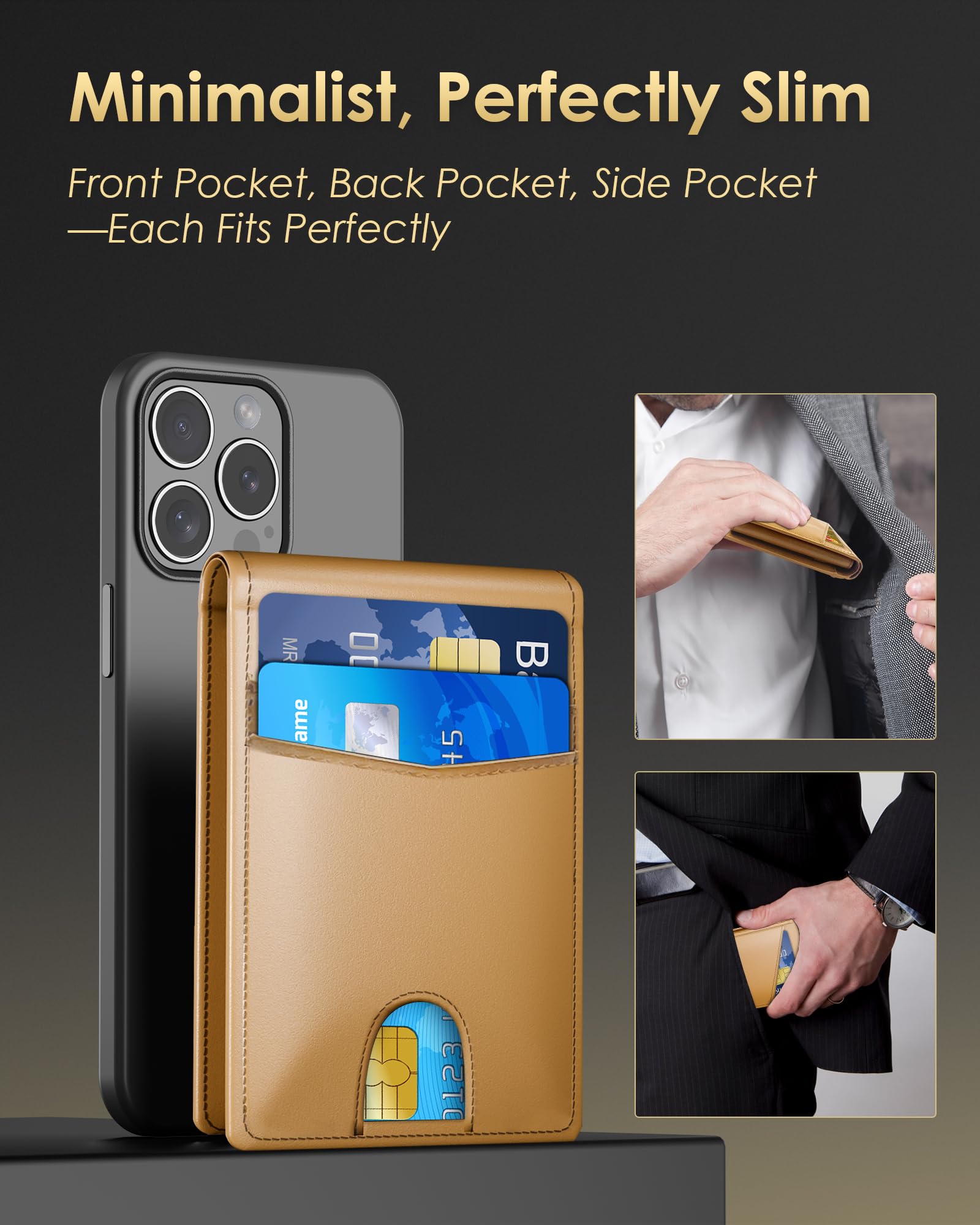 2025 Wallet for Men - RFID Blocking [Functional & Practical] Bifold Slim Minimalist Credit Card Holder Pop Up Wallet Metal Case with Cash Slot, Front Pocket with ID Window, Gift Boxed (Carbon Fiber)