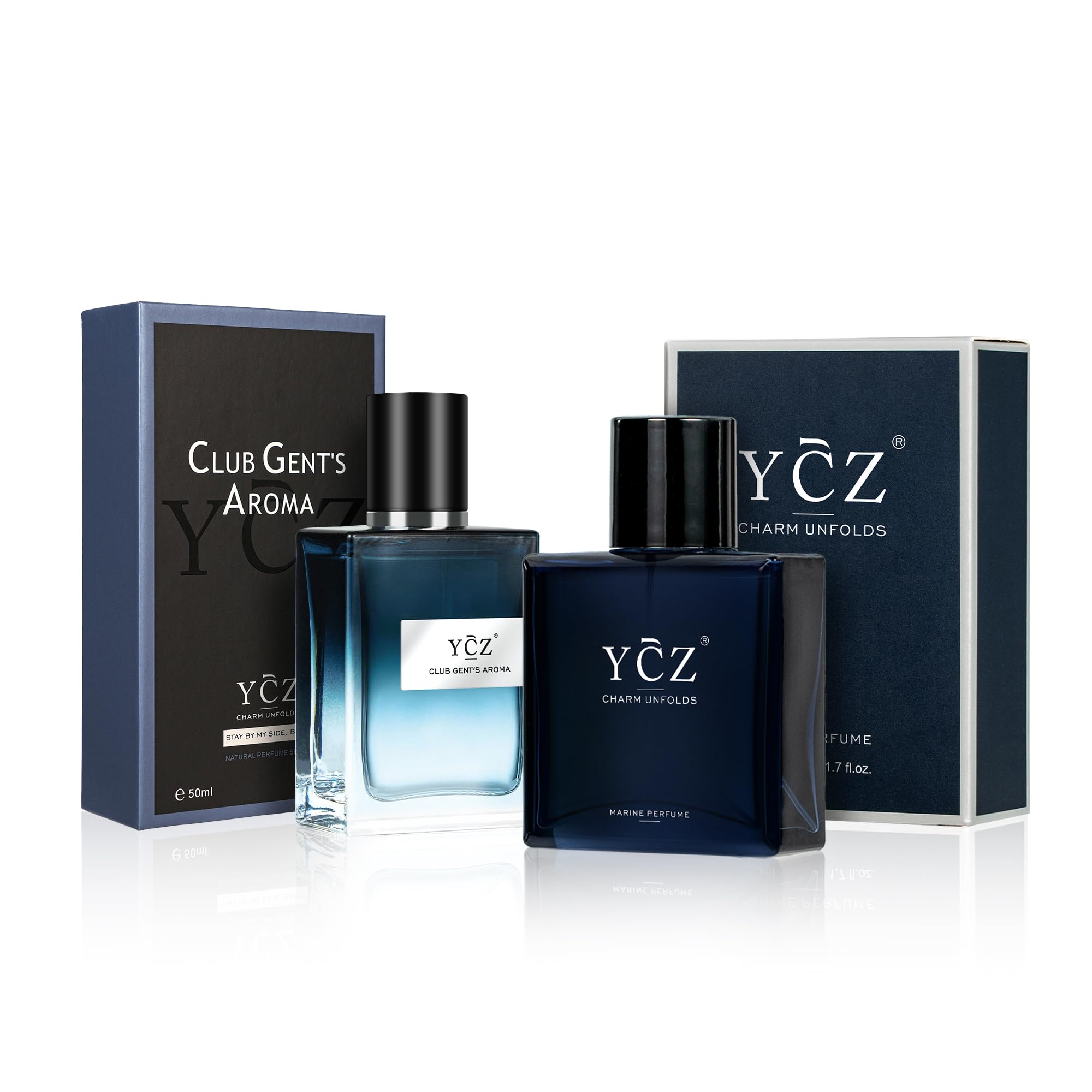 Ycz Charm Unfolds Marine Perfume for Men, 1.7 oz. Long Lasting Eau De Parfum Cologne For Men, Oriental Woody Fragrance - Ideal Special Occasions, Making it the Ideal gentlemen’s Gift
