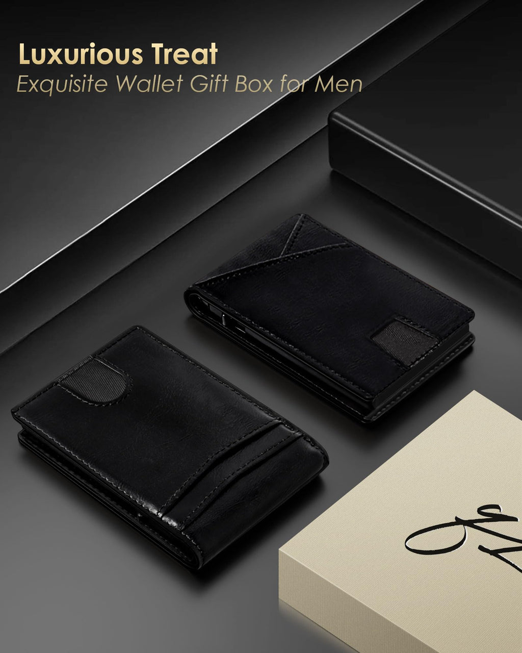 2025 Wallet for Men - RFID Blocking [Functional & Practical] Bifold Slim Minimalist Credit Card Holder Pop Up Wallet Metal Case with Cash Slot, Front Pocket with ID Window, Gift Boxed (Carbon Fiber)