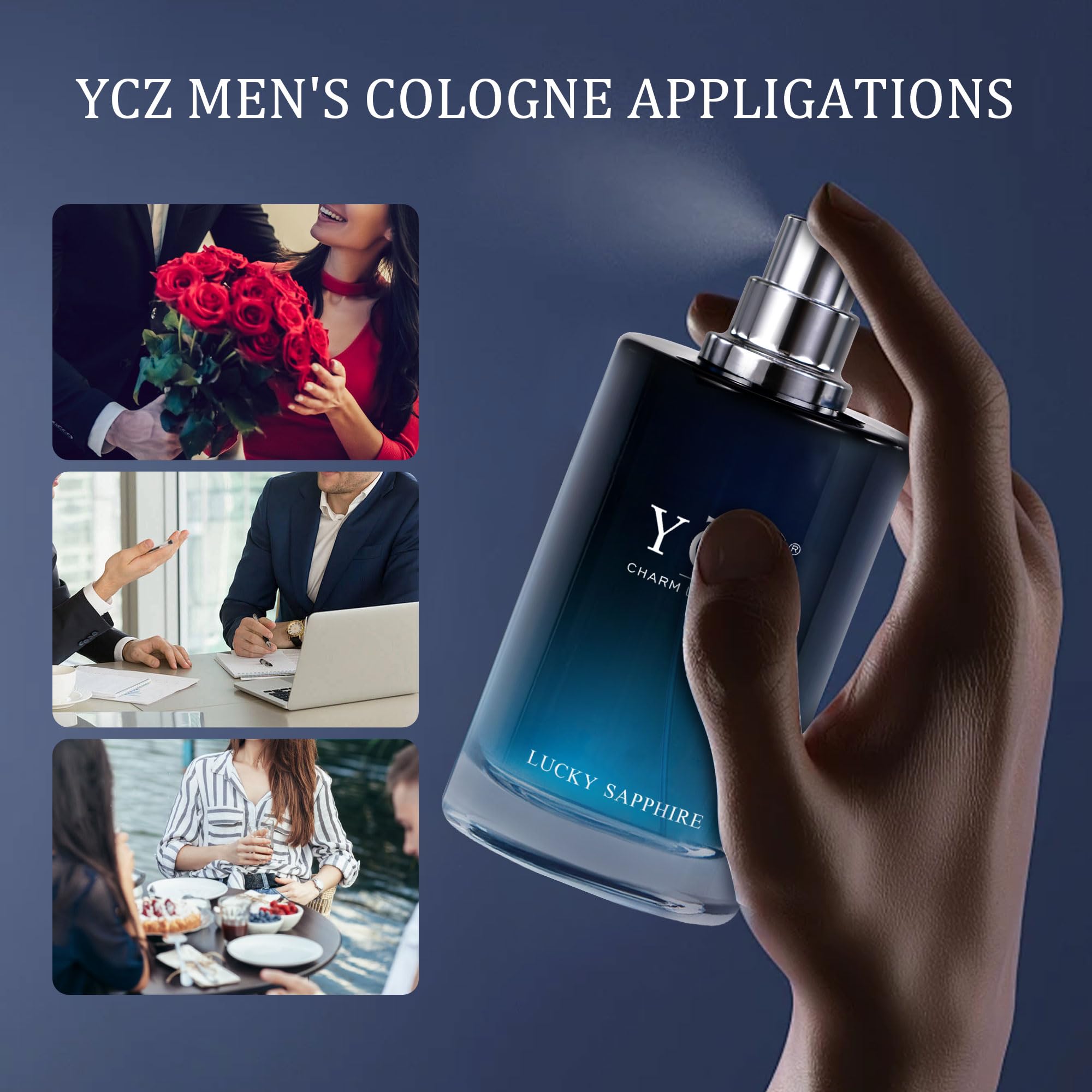 Ycz Charm Unfolds Marine Perfume for Men, 1.7 oz. Long Lasting Eau De Parfum Cologne For Men, Oriental Woody Fragrance - Ideal Special Occasions, Making it the Ideal gentlemen’s Gift