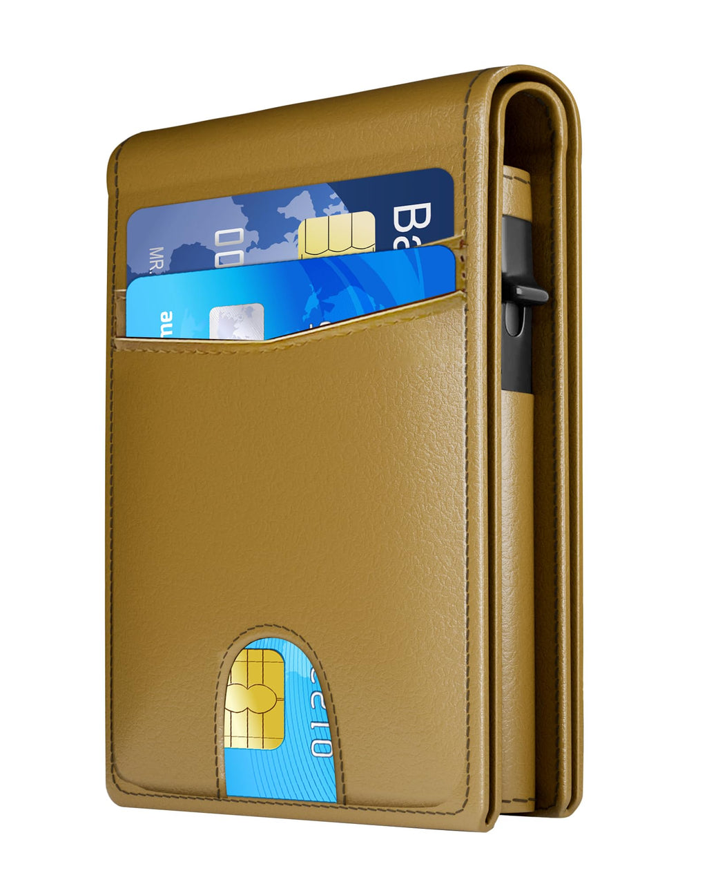 2025 Wallet for Men - RFID Blocking [Functional & Practical] Bifold Slim Minimalist Credit Card Holder Pop Up Wallet Metal Case with Cash Slot, Front Pocket with ID Window, Gift Boxed (Carbon Fiber)