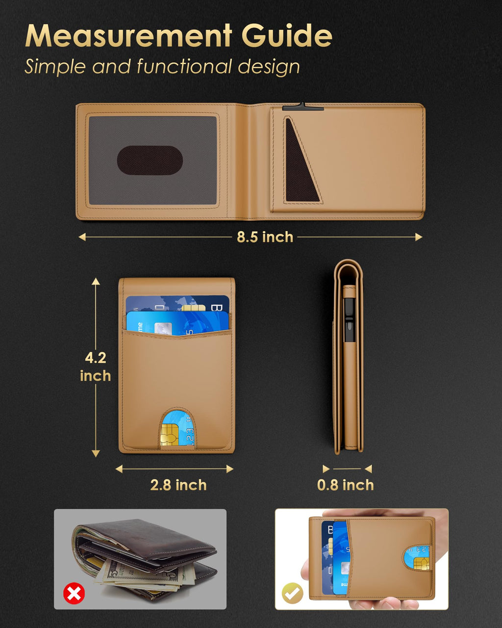 2025 Wallet for Men - RFID Blocking [Functional & Practical] Bifold Slim Minimalist Credit Card Holder Pop Up Wallet Metal Case with Cash Slot, Front Pocket with ID Window, Gift Boxed (Carbon Fiber)