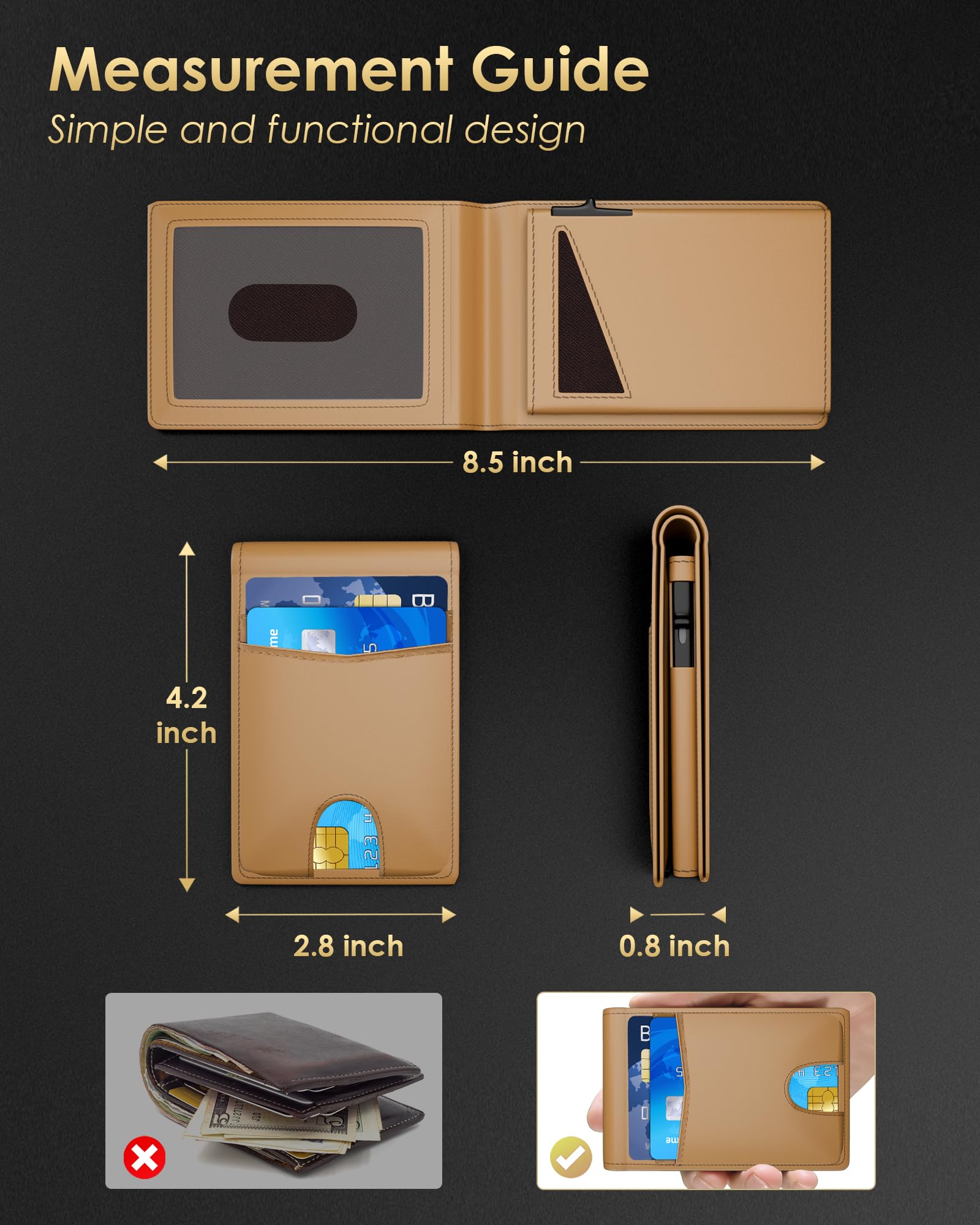 2025 Wallet for Men - RFID Blocking [Functional & Practical] Bifold Slim Minimalist Credit Card Holder Pop Up Wallet Metal Case with Cash Slot, Front Pocket with ID Window, Gift Boxed (Carbon Fiber)