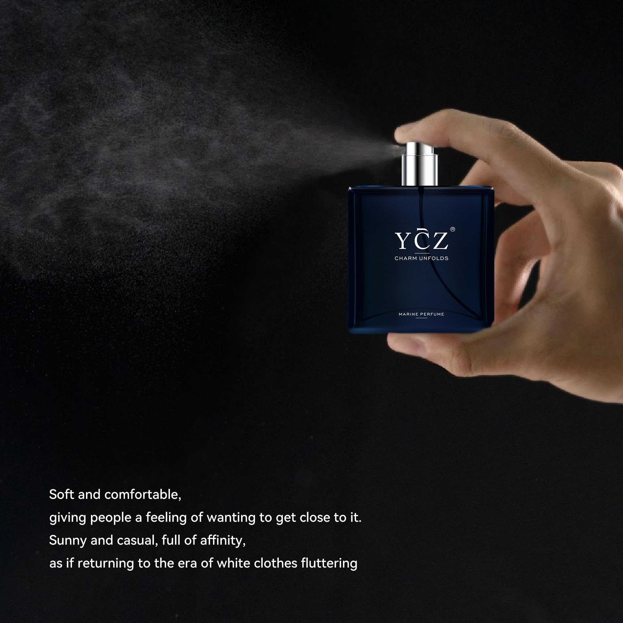 Ycz Charm Unfolds Marine Perfume for Men, 1.7 oz. Long Lasting Eau De Parfum Cologne For Men, Oriental Woody Fragrance - Ideal Special Occasions, Making it the Ideal gentlemen’s Gift