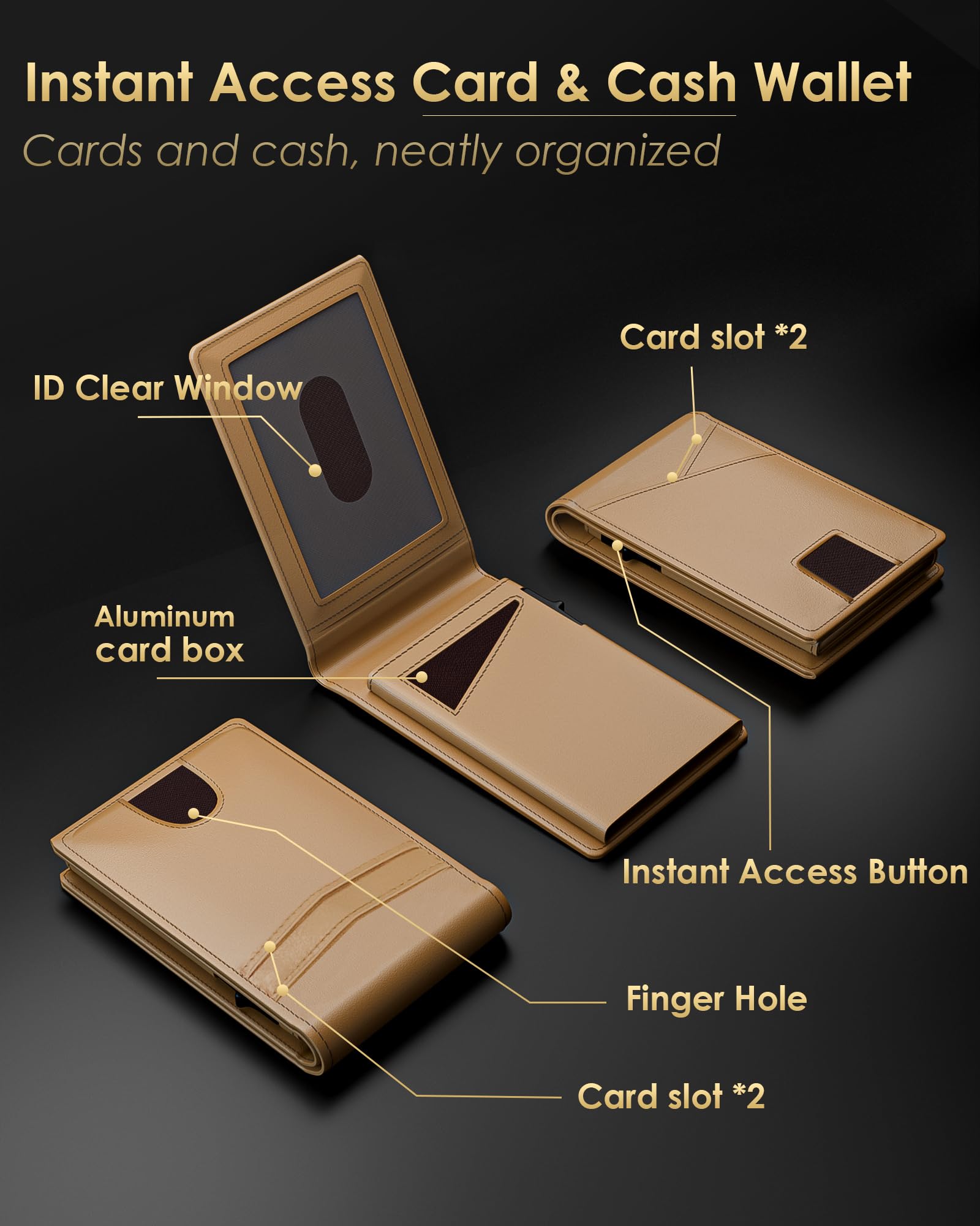 2025 Wallet for Men - RFID Blocking [Functional & Practical] Bifold Slim Minimalist Credit Card Holder Pop Up Wallet Metal Case with Cash Slot, Front Pocket with ID Window, Gift Boxed (Carbon Fiber)