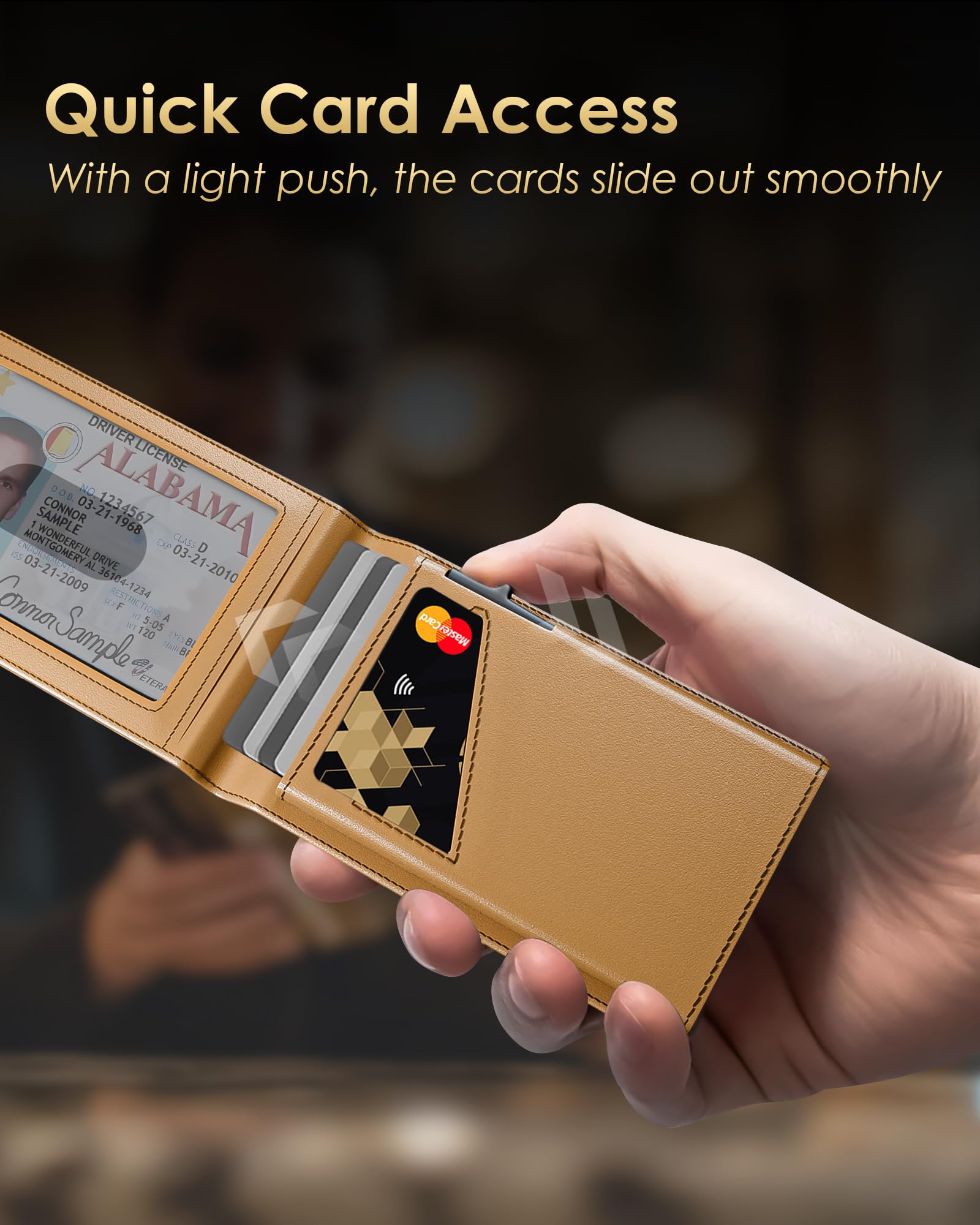 2025 Wallet for Men - RFID Blocking [Functional & Practical] Bifold Slim Minimalist Credit Card Holder Pop Up Wallet Metal Case with Cash Slot, Front Pocket with ID Window, Gift Boxed (Carbon Fiber)