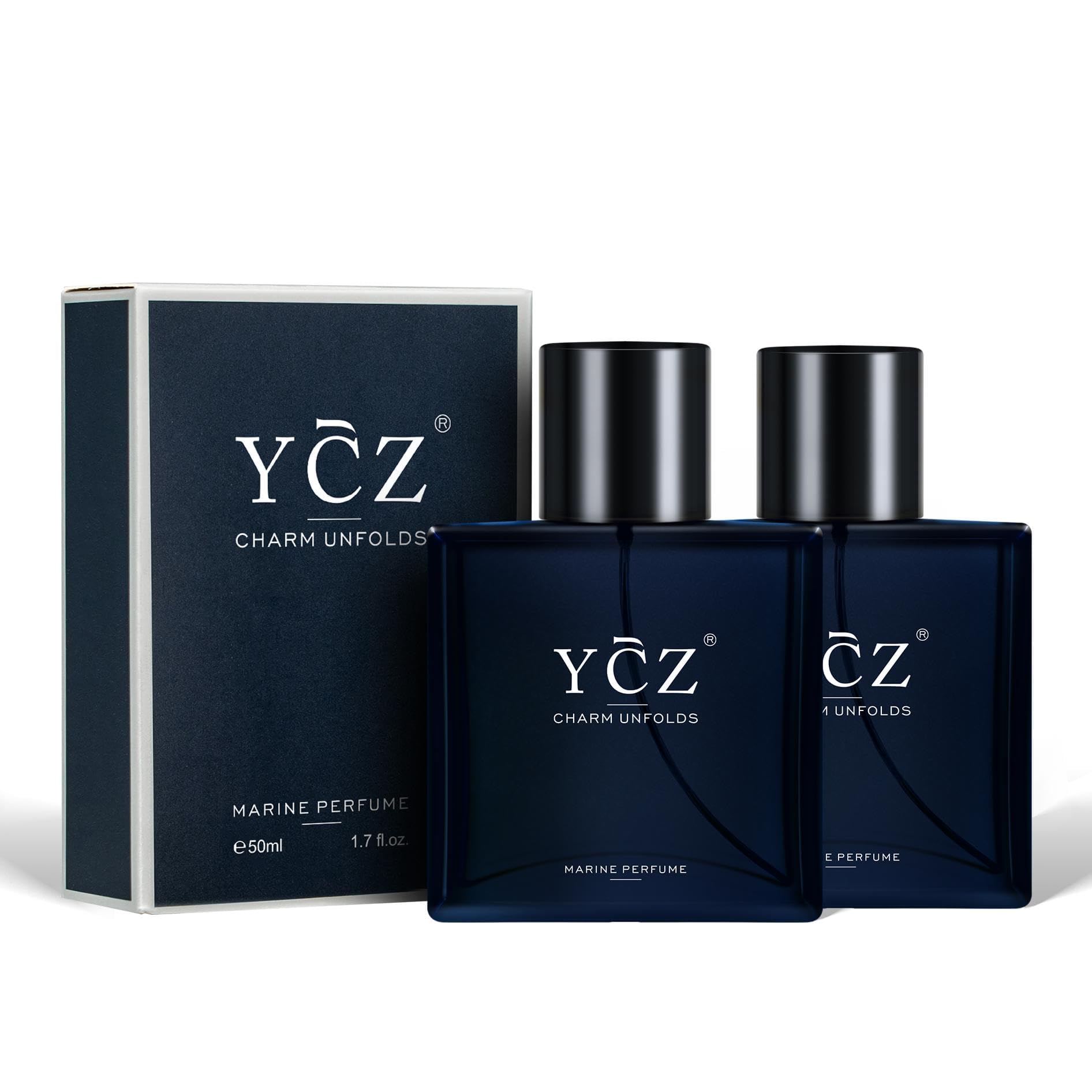 Ycz Charm Unfolds Marine Perfume for Men, 1.7 oz. Long Lasting Eau De Parfum Cologne For Men, Oriental Woody Fragrance - Ideal Special Occasions, Making it the Ideal gentlemen’s Gift