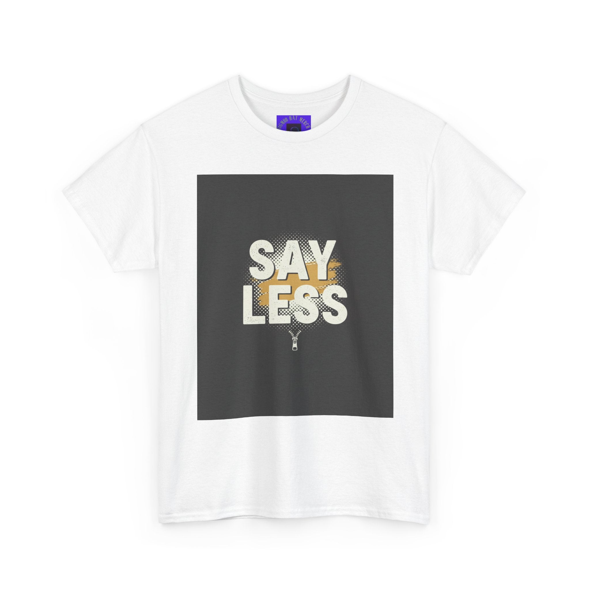 Say Less Graphic Ringer Tee — Mens Retro Minimalist Statement Shirt