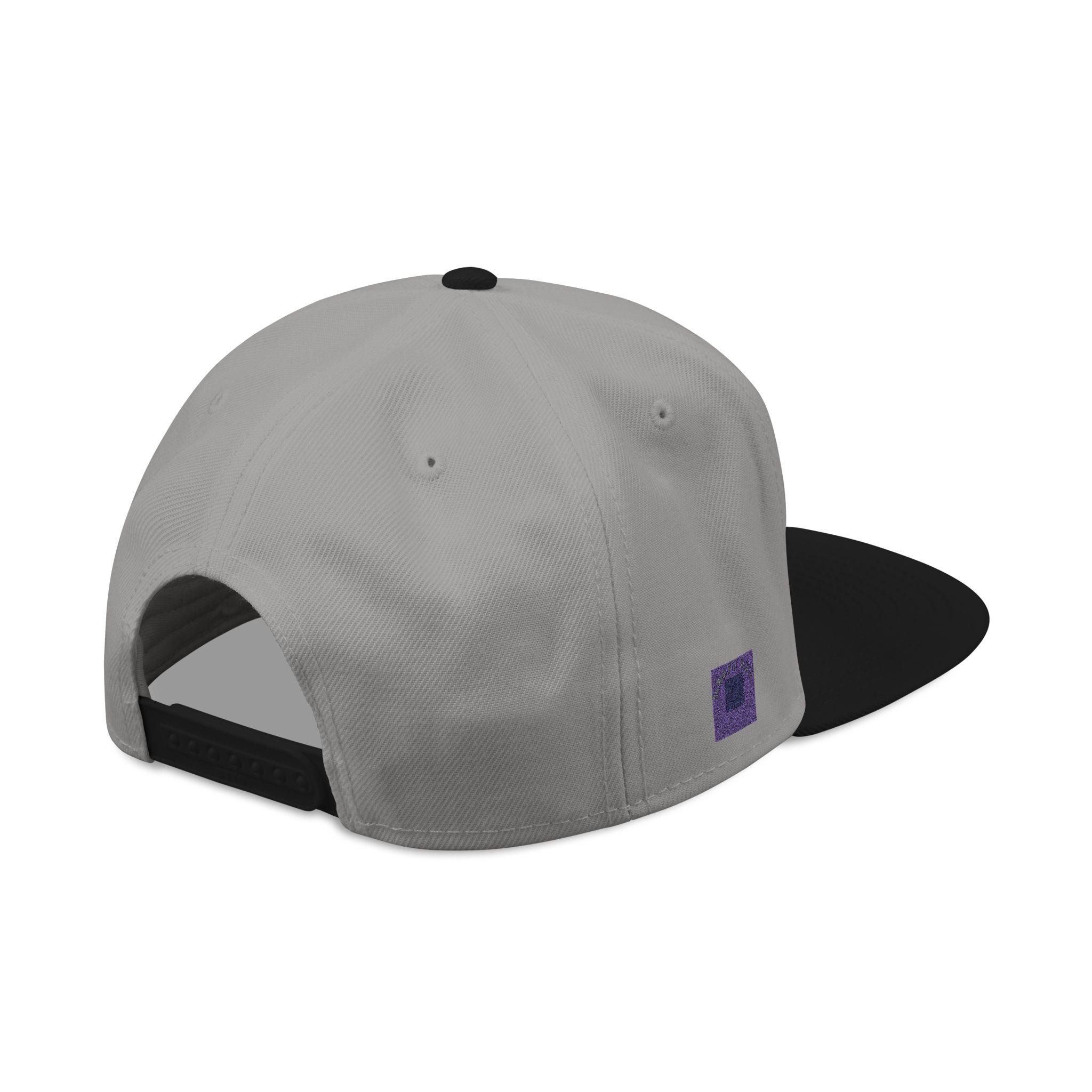 Embroidered Snapback Hat — Bold Yellow 'N' Floral Patch, Purple Side Accent