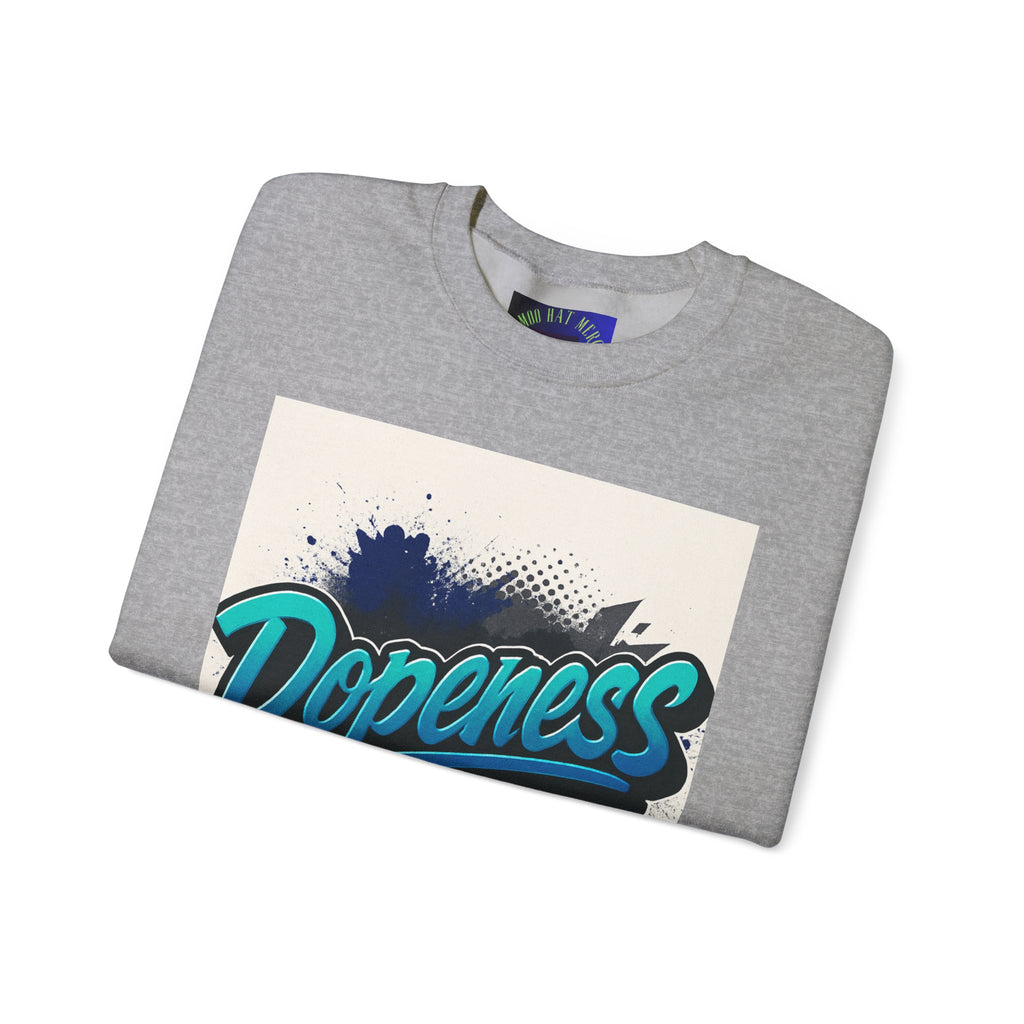 Dopeness Graphic Crewneck Sweatshirt — Retro Blue Streetwear Pullover