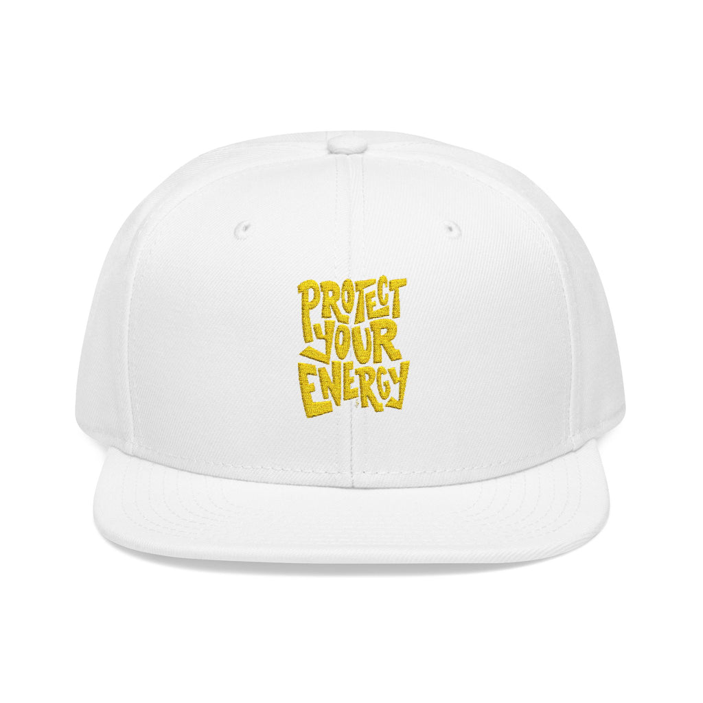 Snapback Hat — Yellow Box Script Embroidery