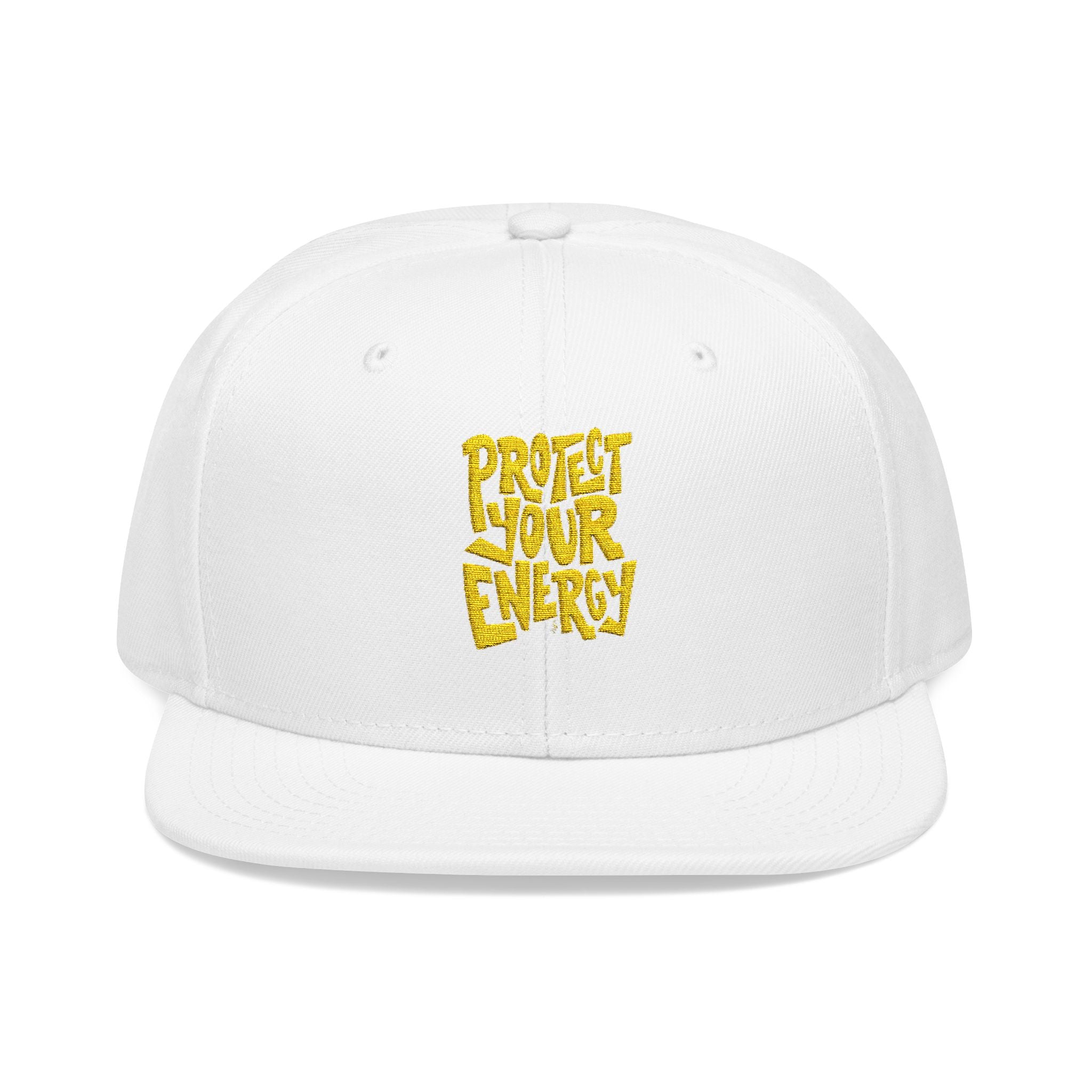 Snapback Hat — Yellow Box Script Embroidery