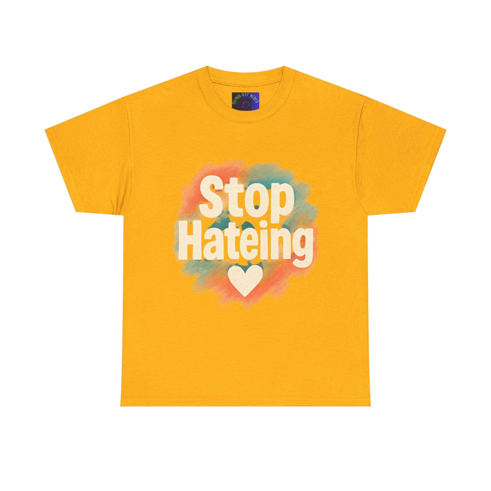 Unisex Heavy Cotton Tee: "Stop Hateing" Graphic Tee, Casual Wear, Gift for Activists, T-Shirt for Social Causes, Everyday Comfort