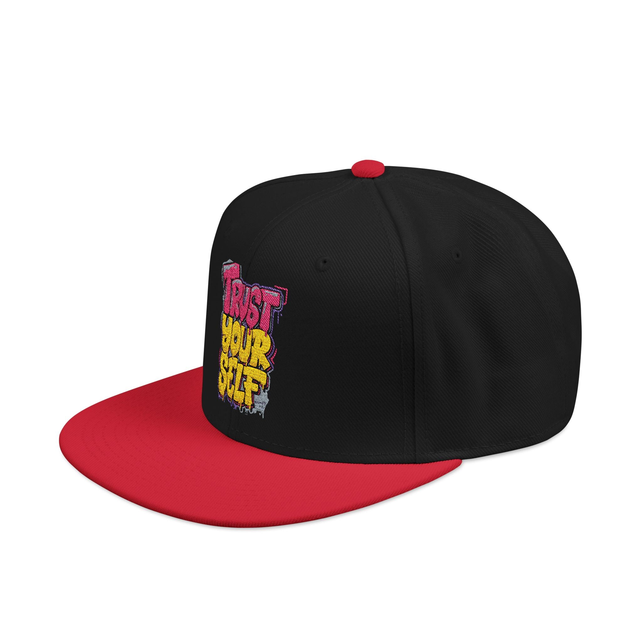 Flat Bill Cap — Embroidered "Trust Your Gut" Street Style Snapback