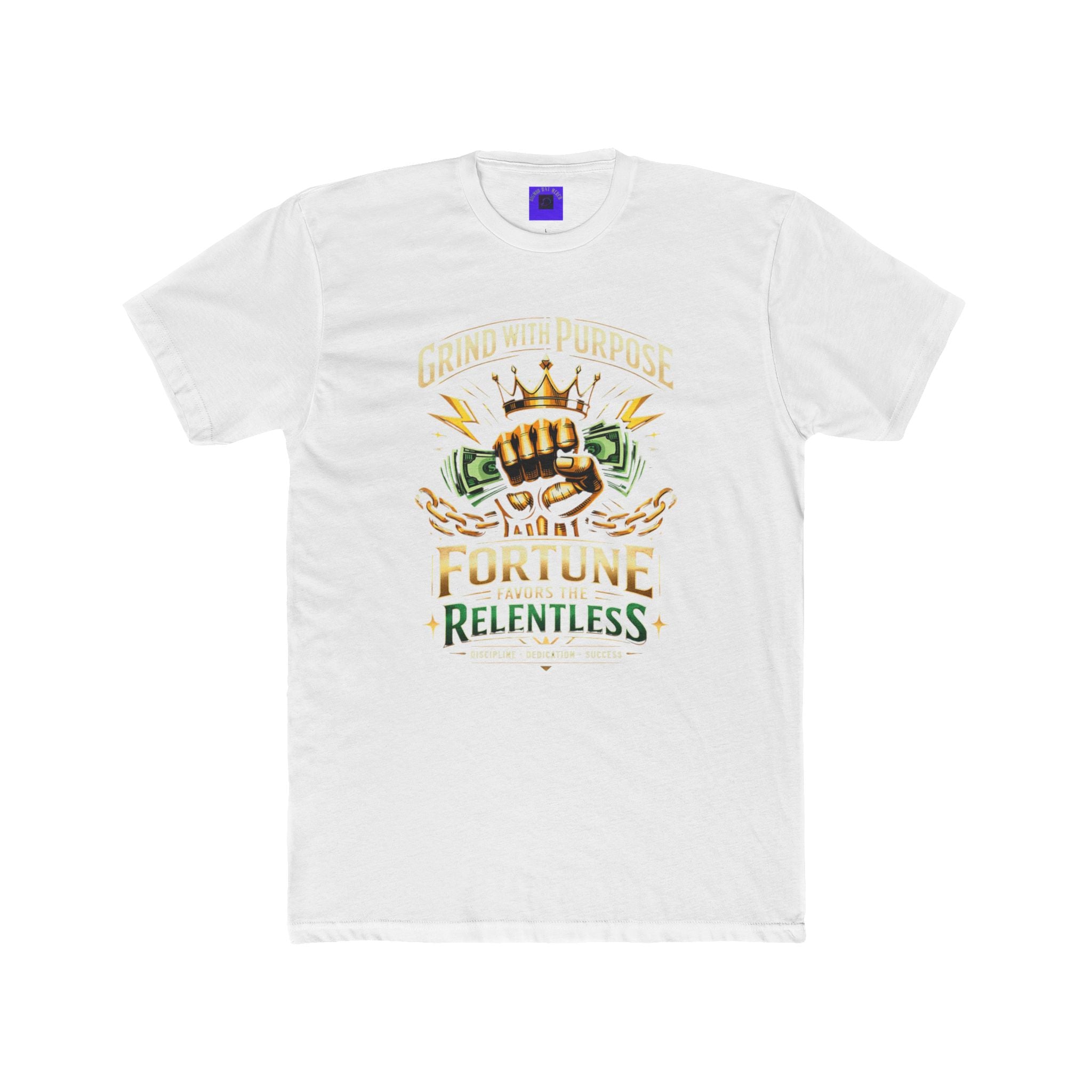 Relentless Fortune Crew Tee — Crowned Fist Money Graphic T-Shirt