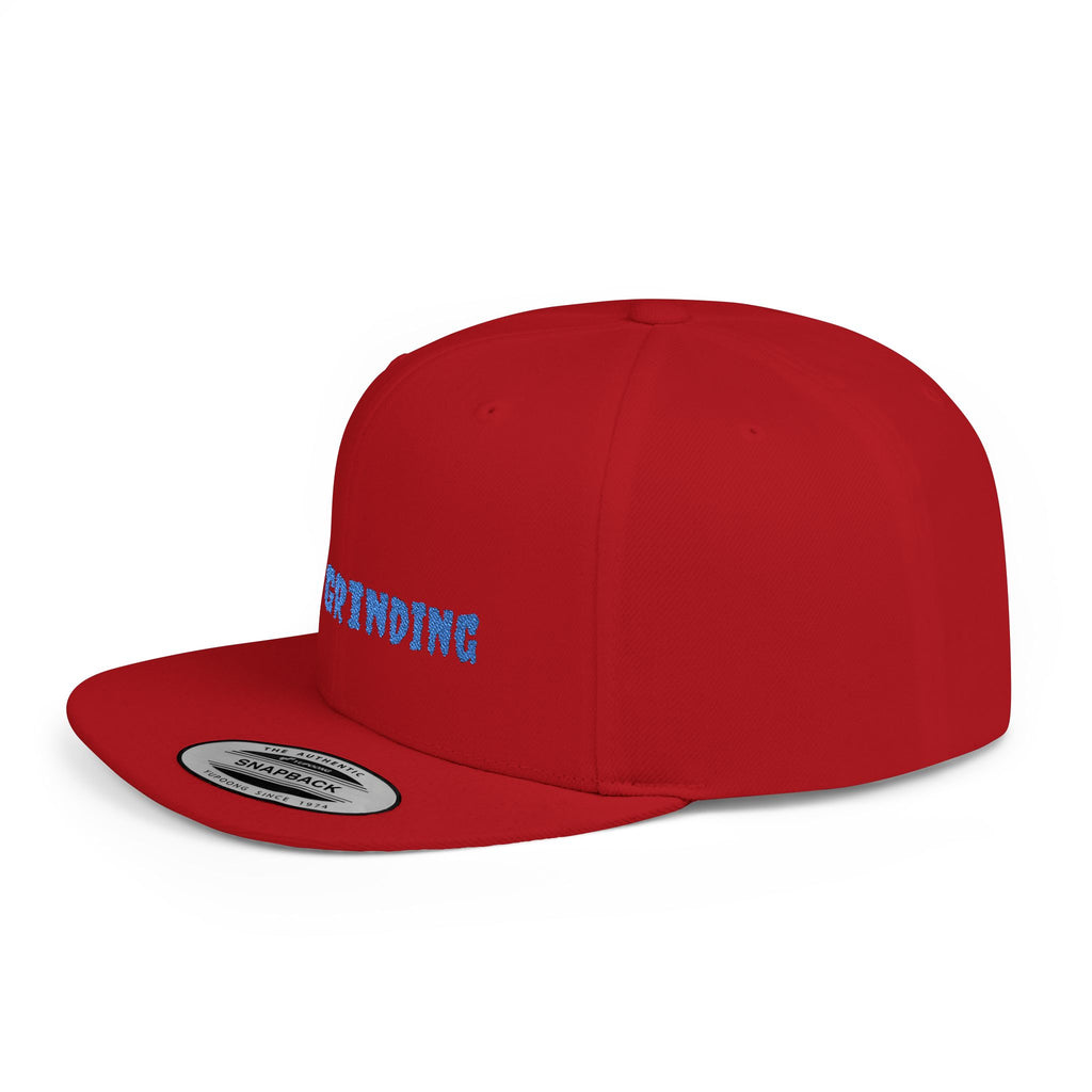 Flat Bill Snapback Cap — Blue Glitch Text Streetwear Hat