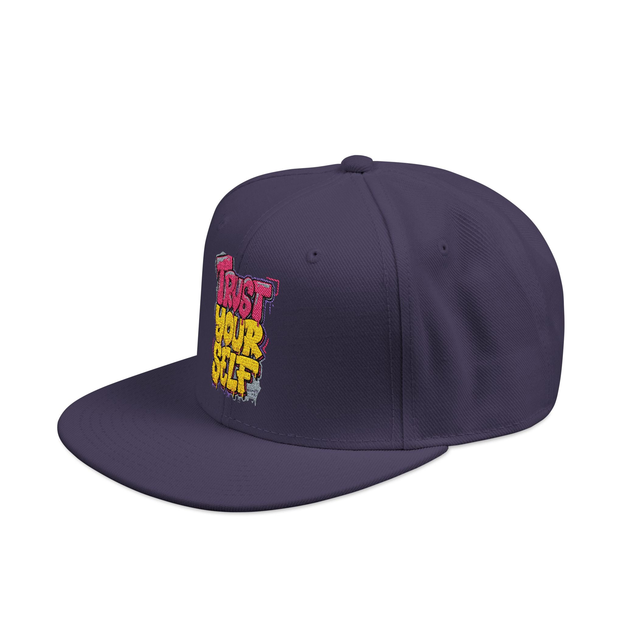 Flat Bill Cap — Embroidered "Trust Your Gut" Street Style Snapback