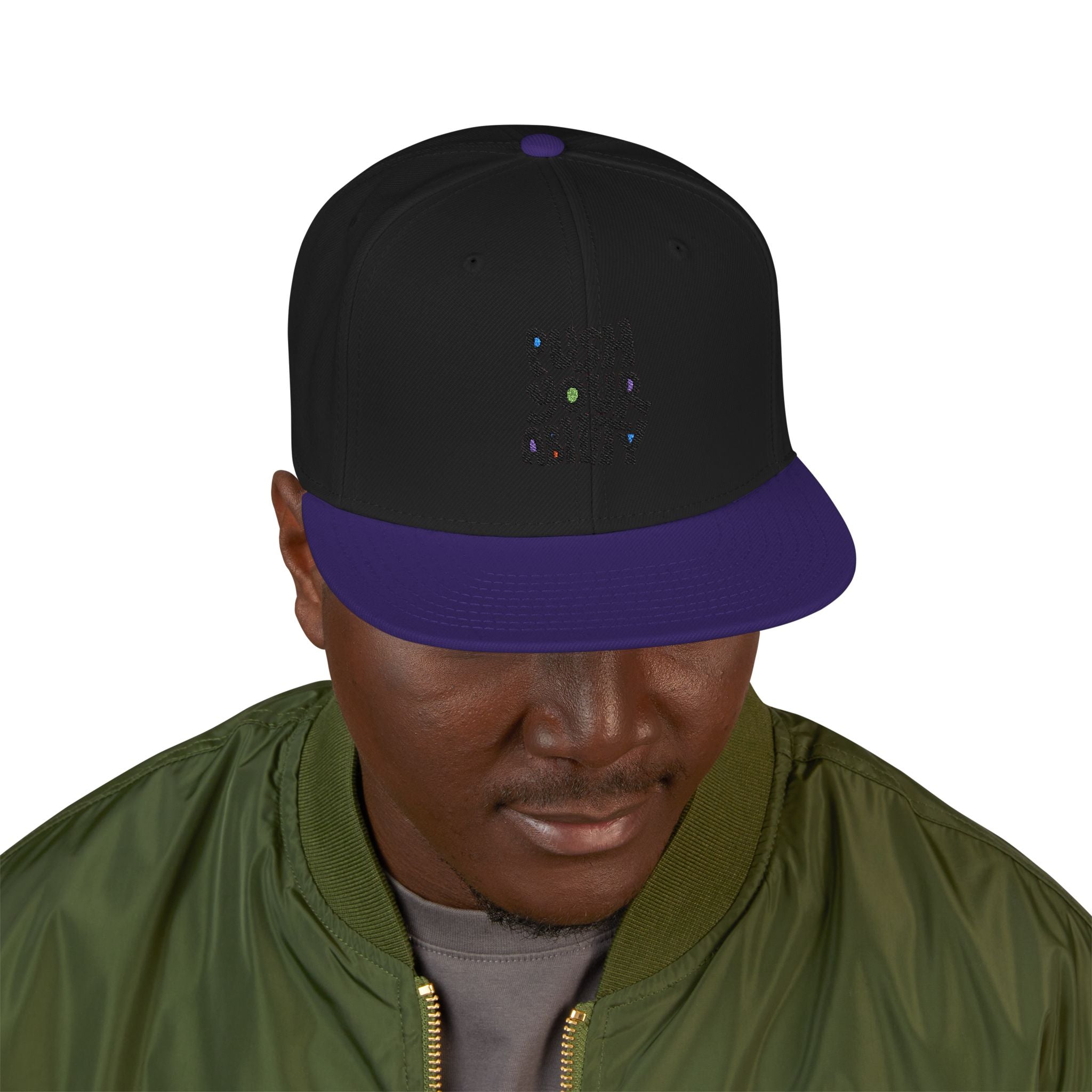 Embroidered ‘Boss Up’ Snapback Hat — Gray/Black Streetwear Cap