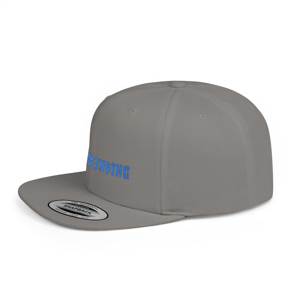 Flat Bill Snapback Cap — Blue Glitch Text Streetwear Hat