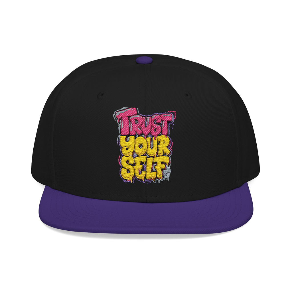 Flat Bill Cap — Embroidered "Trust Your Gut" Street Style Snapback