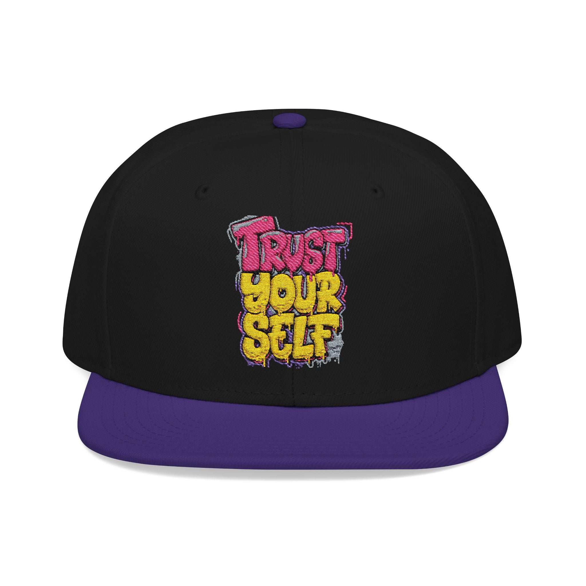 Flat Bill Cap — Embroidered "Trust Your Gut" Street Style Snapback