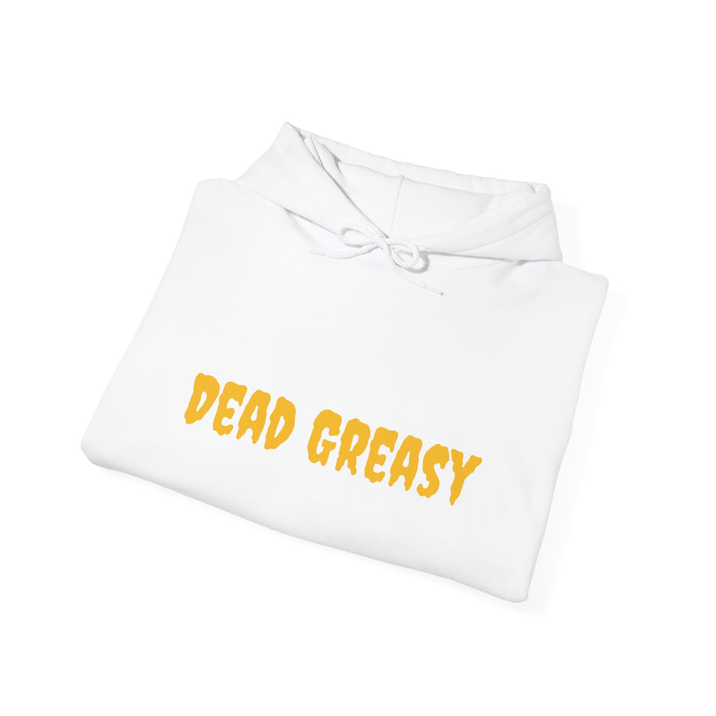 Dead Greasy Unisex Heavy Blend™ Hooded Sweatshirt, Casual Streetwear Hoodie, Trendy Gifts for Friends, Cozy Fall Attire, Graphic Sweatshirt