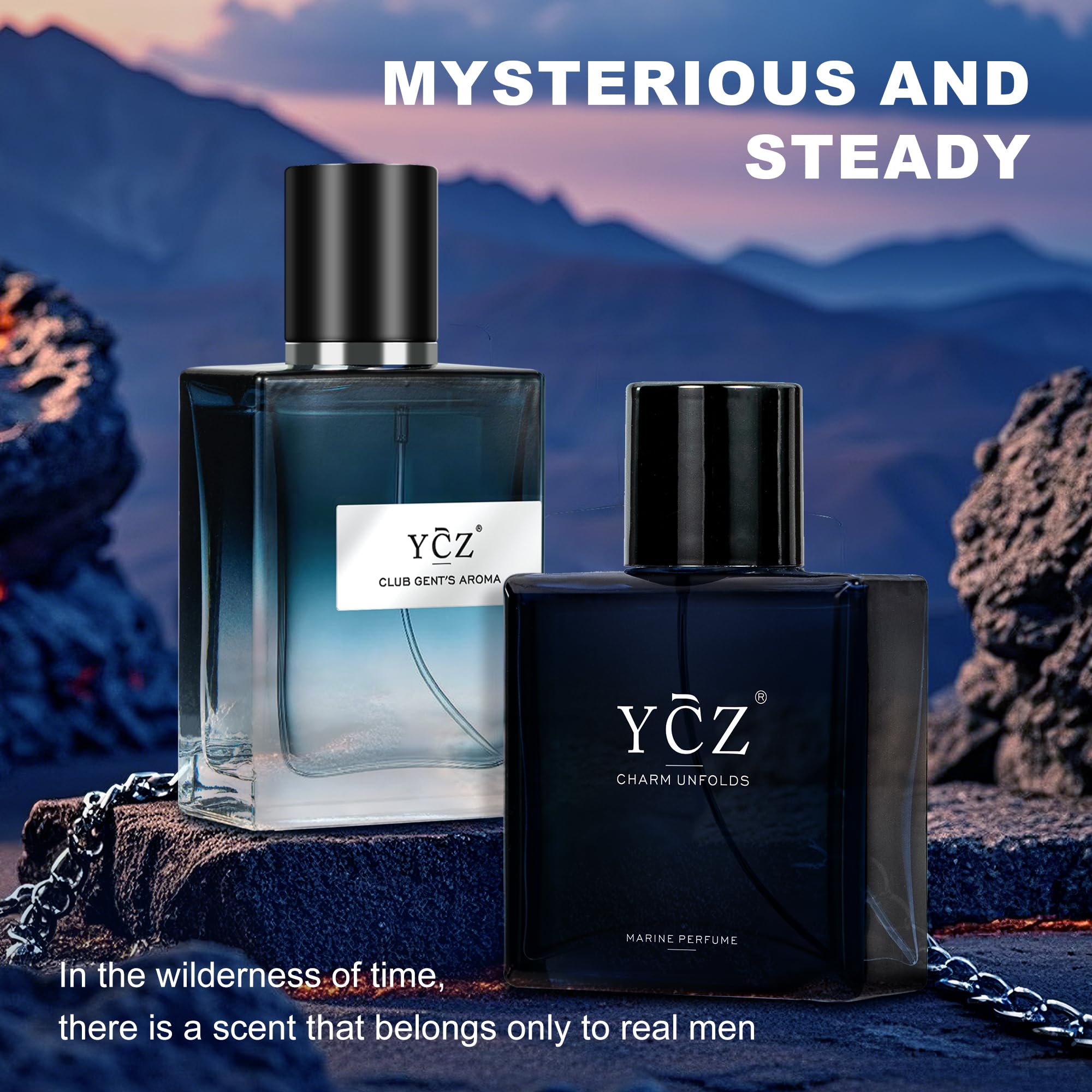 Ycz Charm Unfolds Marine Perfume for Men, 1.7 oz. Long Lasting Eau De Parfum Cologne For Men, Oriental Woody Fragrance - Ideal Special Occasions, Making it the Ideal gentlemen’s Gift