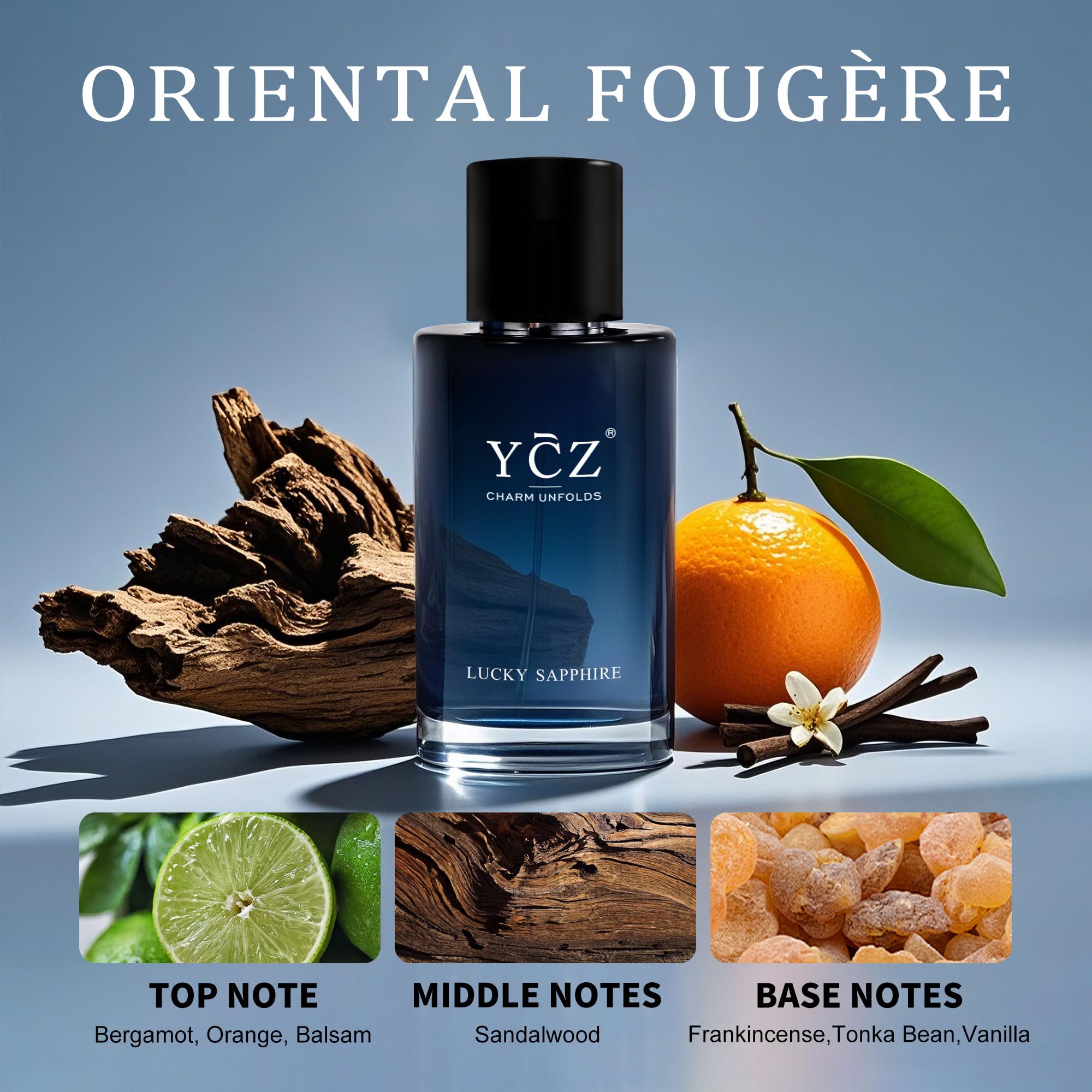 Ycz Charm Unfolds Marine Perfume for Men, 1.7 oz. Long Lasting Eau De Parfum Cologne For Men, Oriental Woody Fragrance - Ideal Special Occasions, Making it the Ideal gentlemen’s Gift
