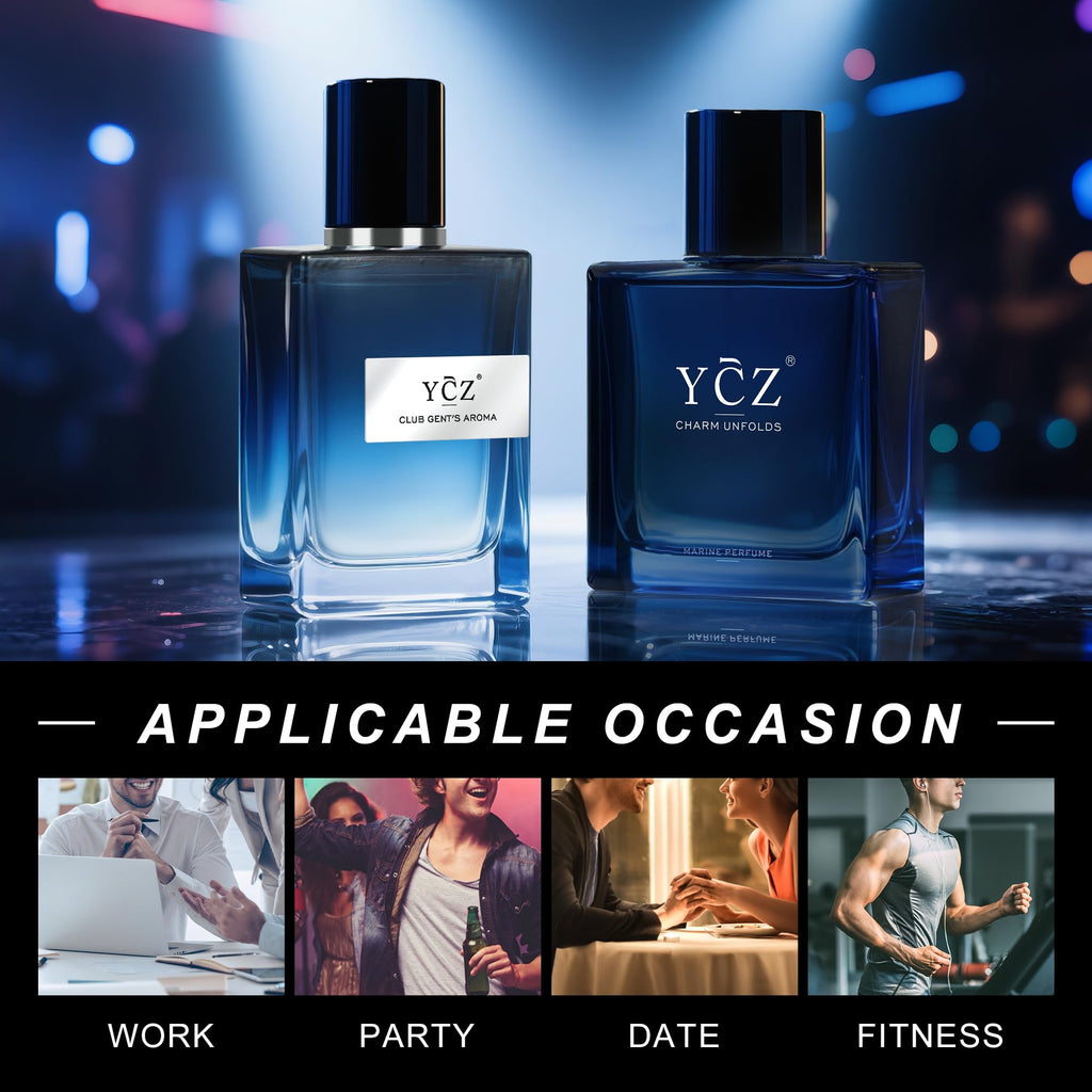 Ycz Charm Unfolds Marine Perfume for Men, 1.7 oz. Long Lasting Eau De Parfum Cologne For Men, Oriental Woody Fragrance - Ideal Special Occasions, Making it the Ideal gentlemen’s Gift