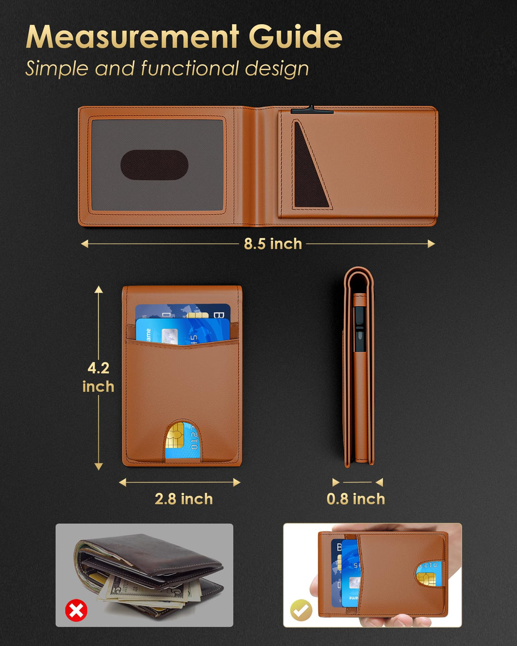 2025 Wallet for Men - RFID Blocking [Functional & Practical] Bifold Slim Minimalist Credit Card Holder Pop Up Wallet Metal Case with Cash Slot, Front Pocket with ID Window, Gift Boxed (Carbon Fiber)