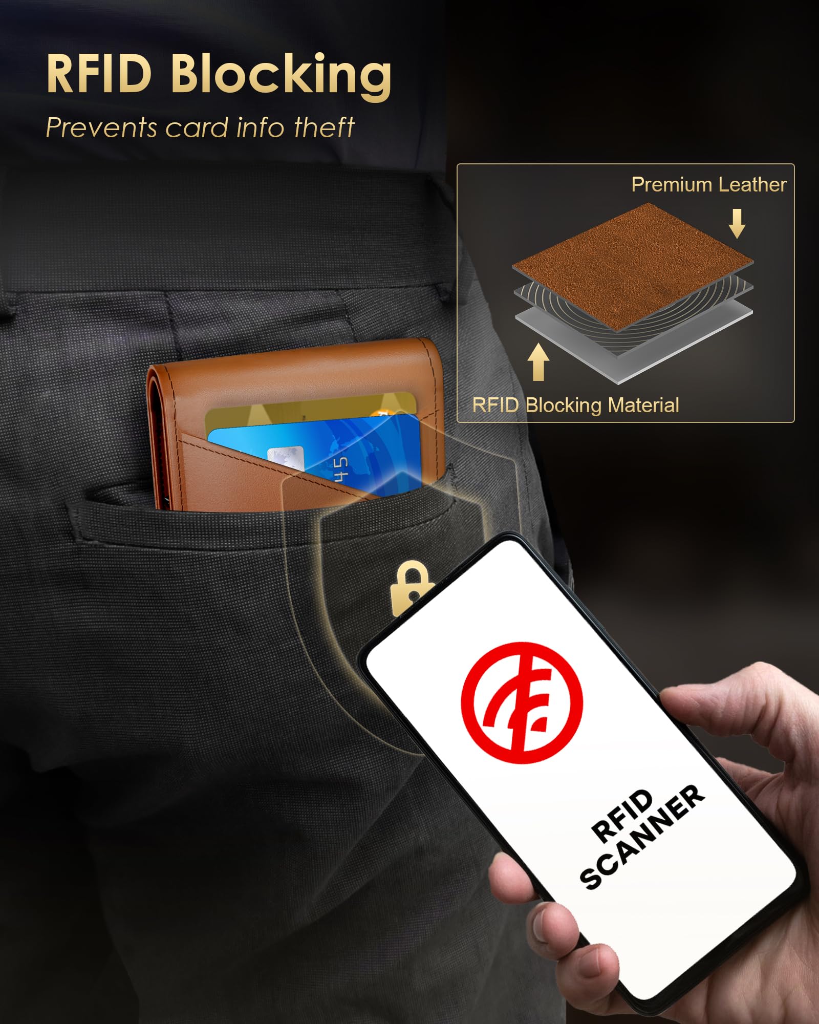 2025 Wallet for Men - RFID Blocking [Functional & Practical] Bifold Slim Minimalist Credit Card Holder Pop Up Wallet Metal Case with Cash Slot, Front Pocket with ID Window, Gift Boxed (Carbon Fiber)