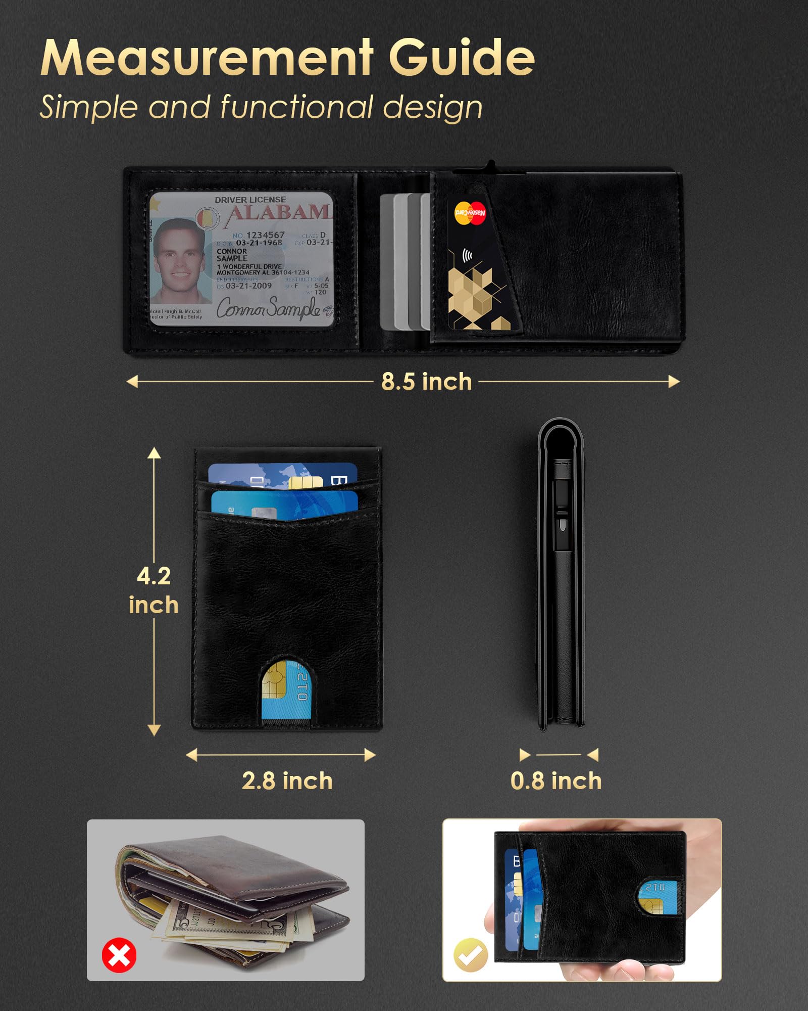 2025 Wallet for Men - RFID Blocking [Functional & Practical] Bifold Slim Minimalist Credit Card Holder Pop Up Wallet Metal Case with Cash Slot, Front Pocket with ID Window, Gift Boxed (Carbon Fiber)