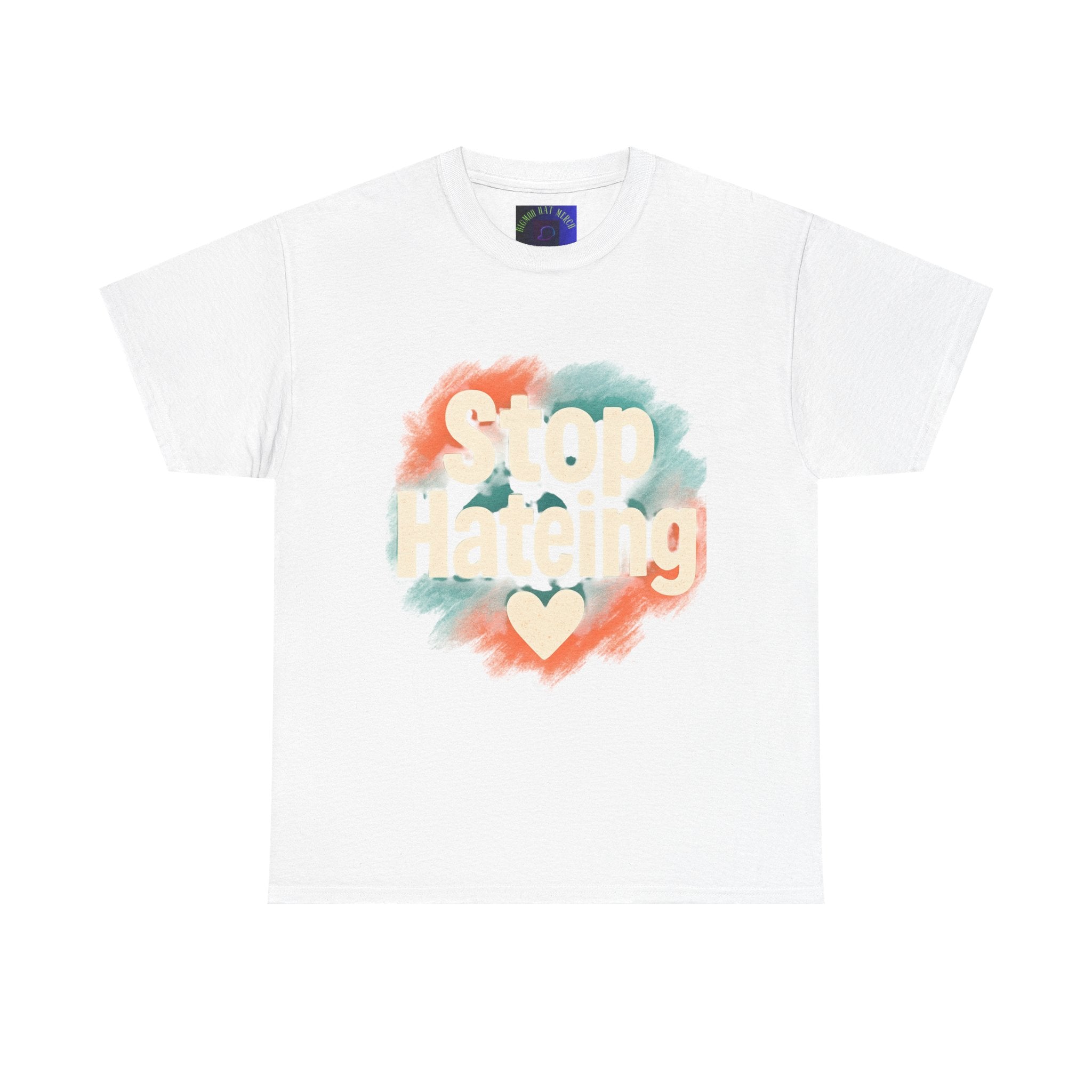 Unisex Heavy Cotton Tee: "Stop Hateing" Graphic Tee, Casual Wear, Gift for Activists, T-Shirt for Social Causes, Everyday Comfort