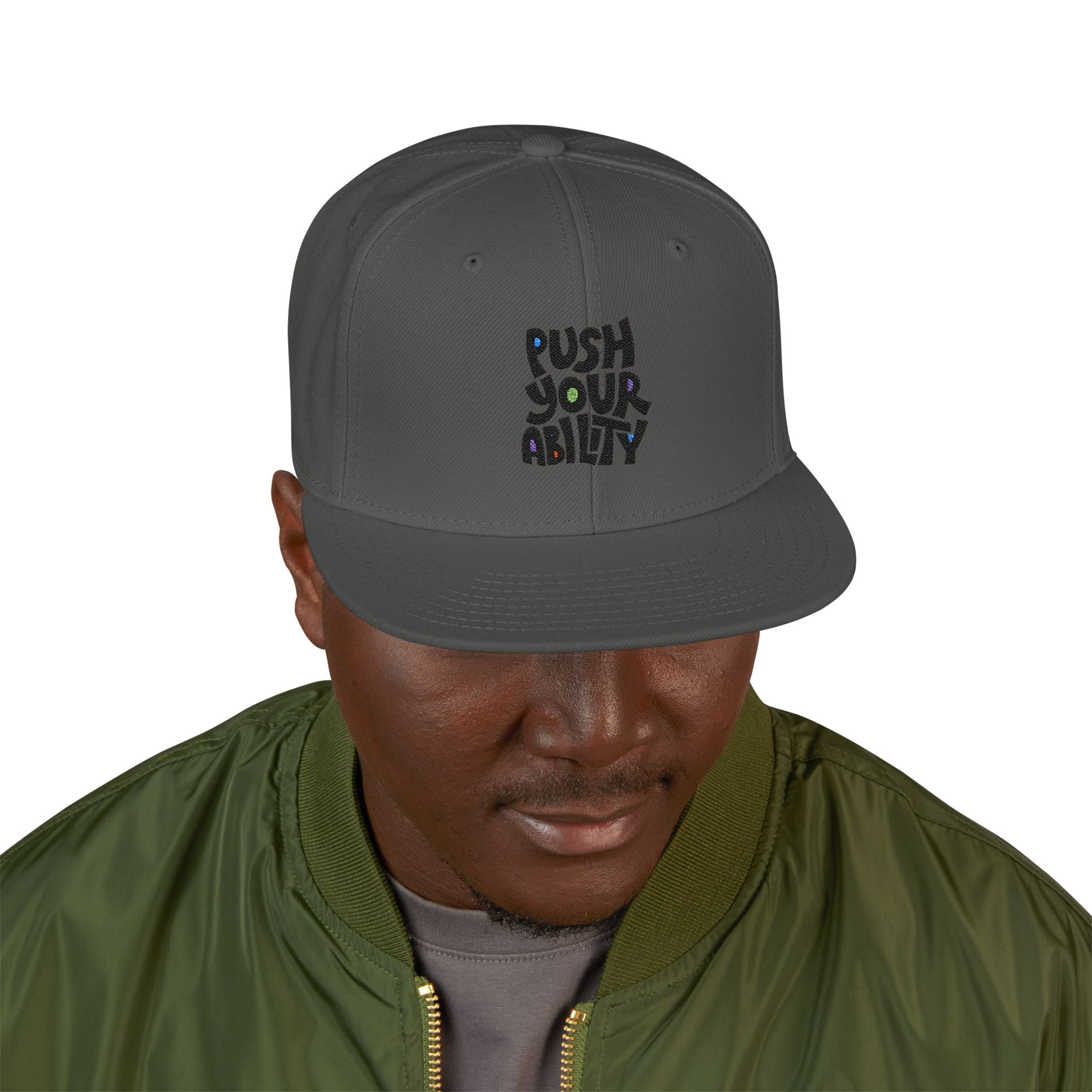 Embroidered ‘Boss Up’ Snapback Hat — Gray/Black Streetwear Cap