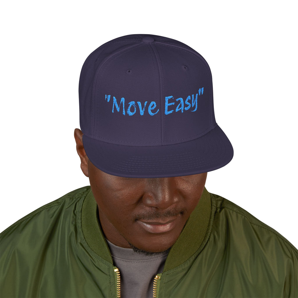 Stylish Snapback Cap - "Move Easy" Embroidered Design, Casual Hat, Streetwear Accessory, Gift for Him/Her, Everyday Wear