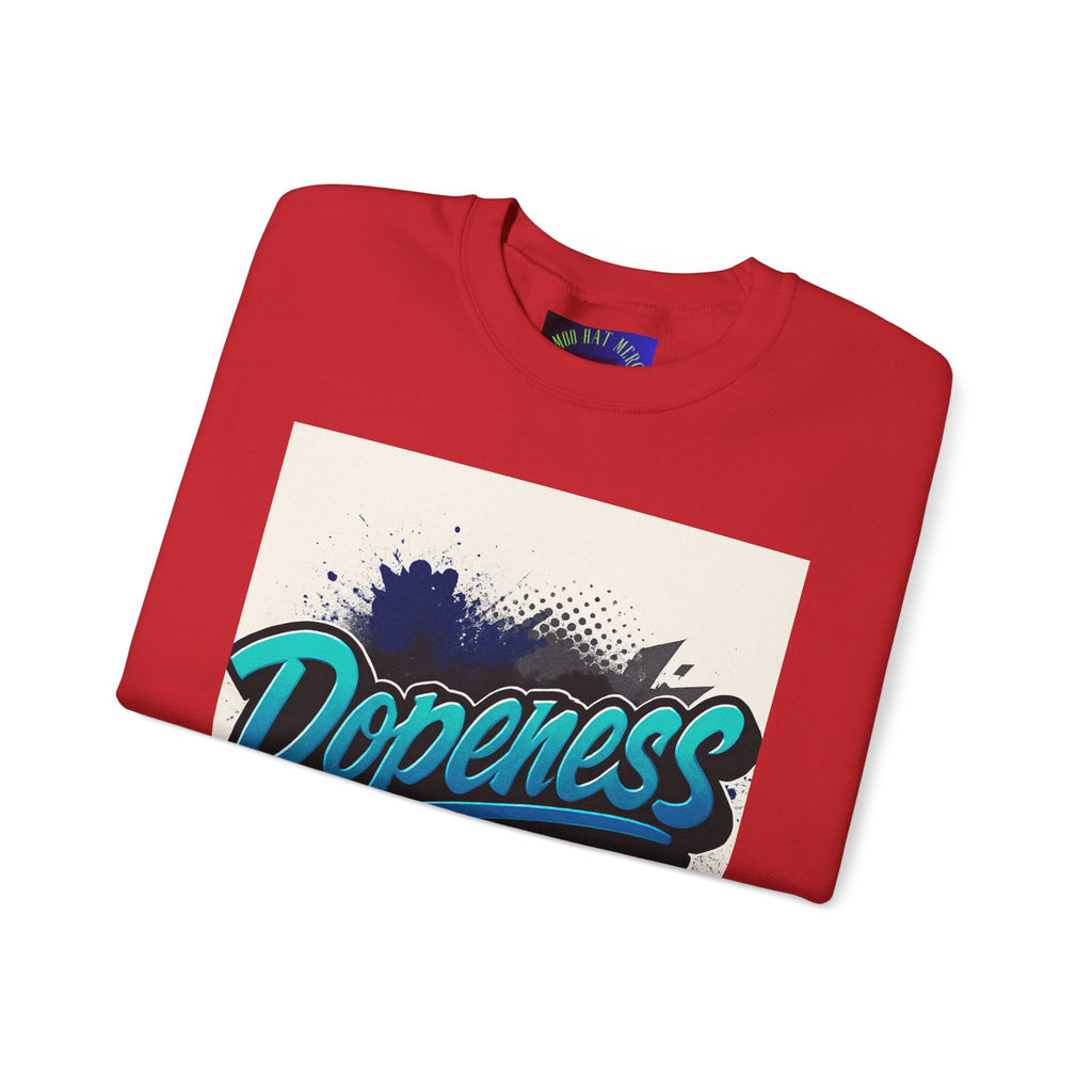 Dopeness Graphic Crewneck Sweatshirt — Retro Blue Streetwear Pullover