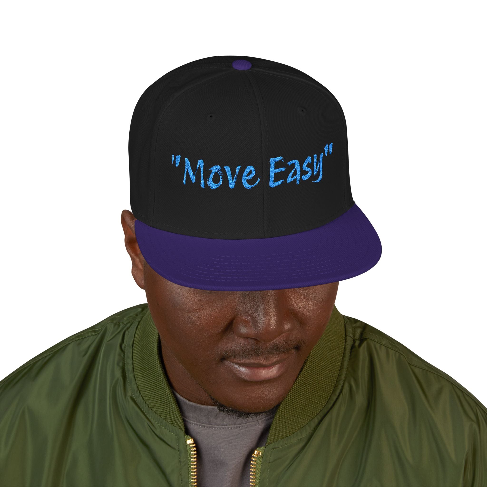 Stylish Snapback Cap - "Move Easy" Embroidered Design, Casual Hat, Streetwear Accessory, Gift for Him/Her, Everyday Wear