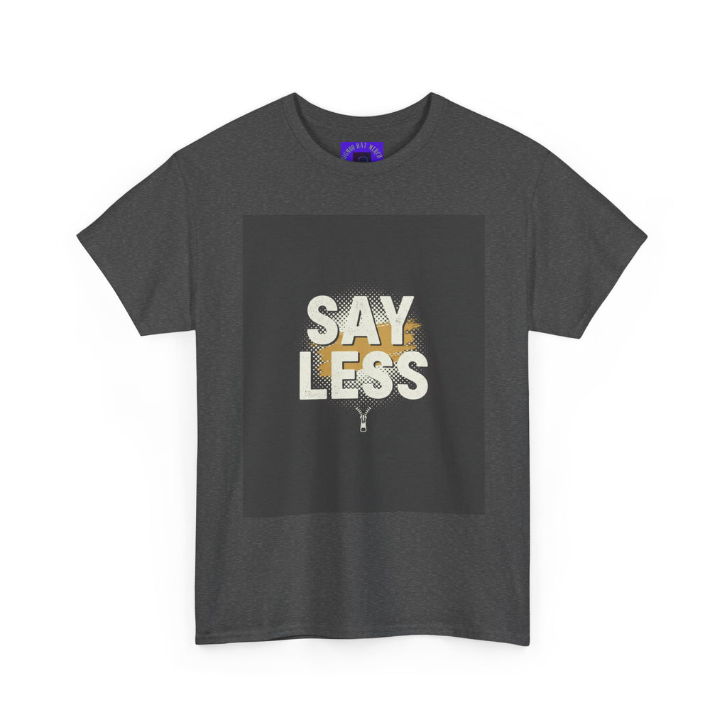 Say Less Graphic Ringer Tee — Mens Retro Minimalist Statement Shirt