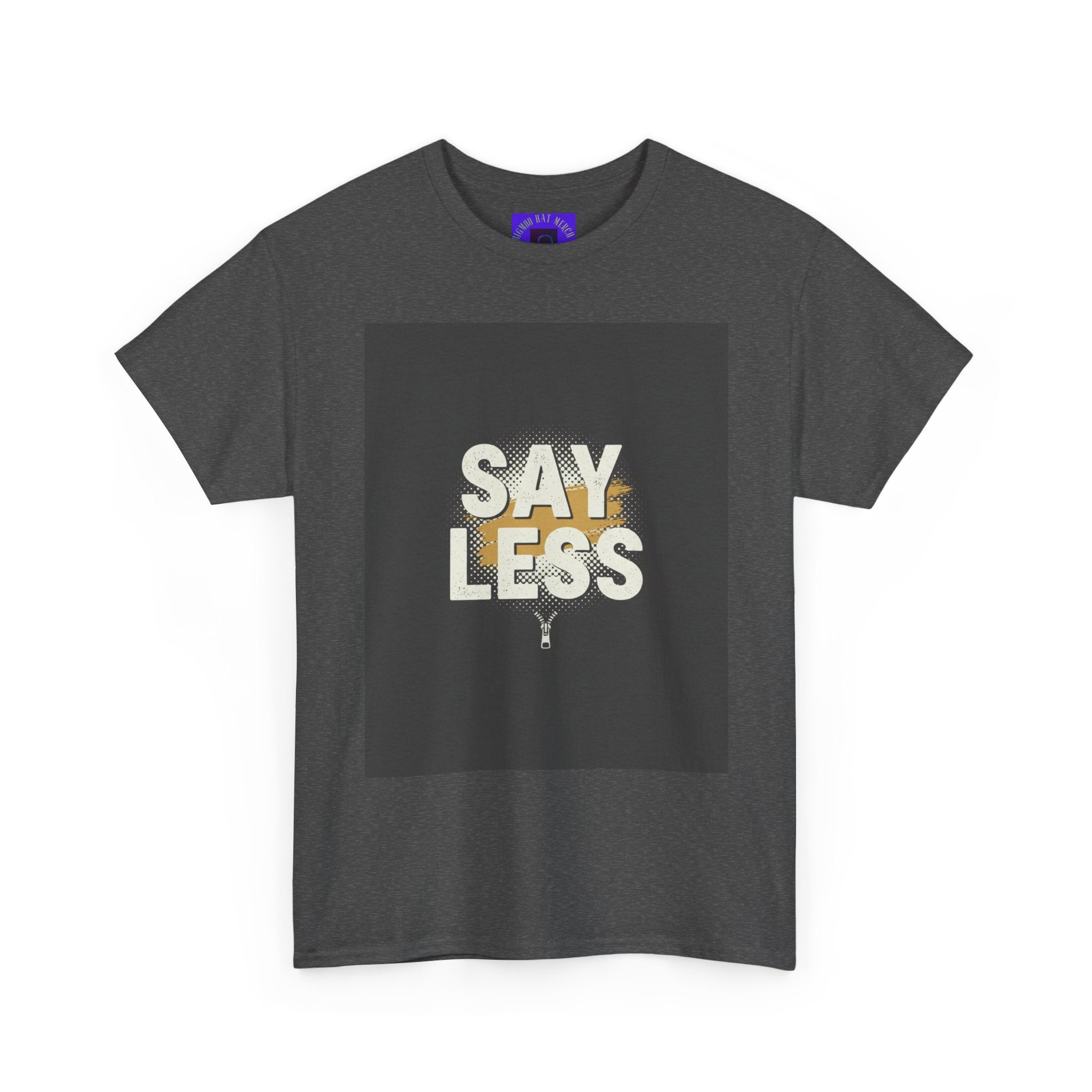 Say Less Graphic Ringer Tee — Mens Retro Minimalist Statement Shirt