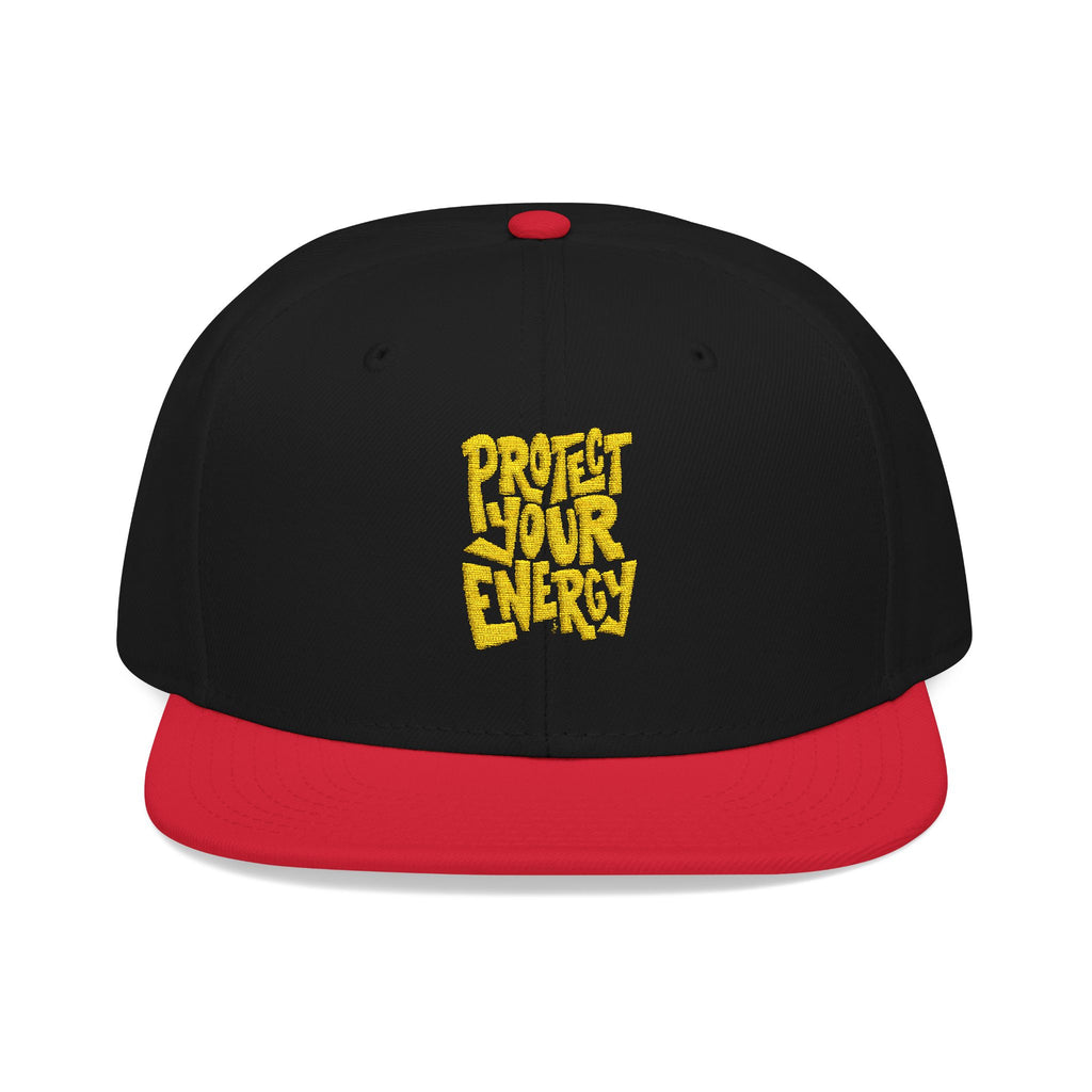 Snapback Hat — Yellow Box Script Embroidery