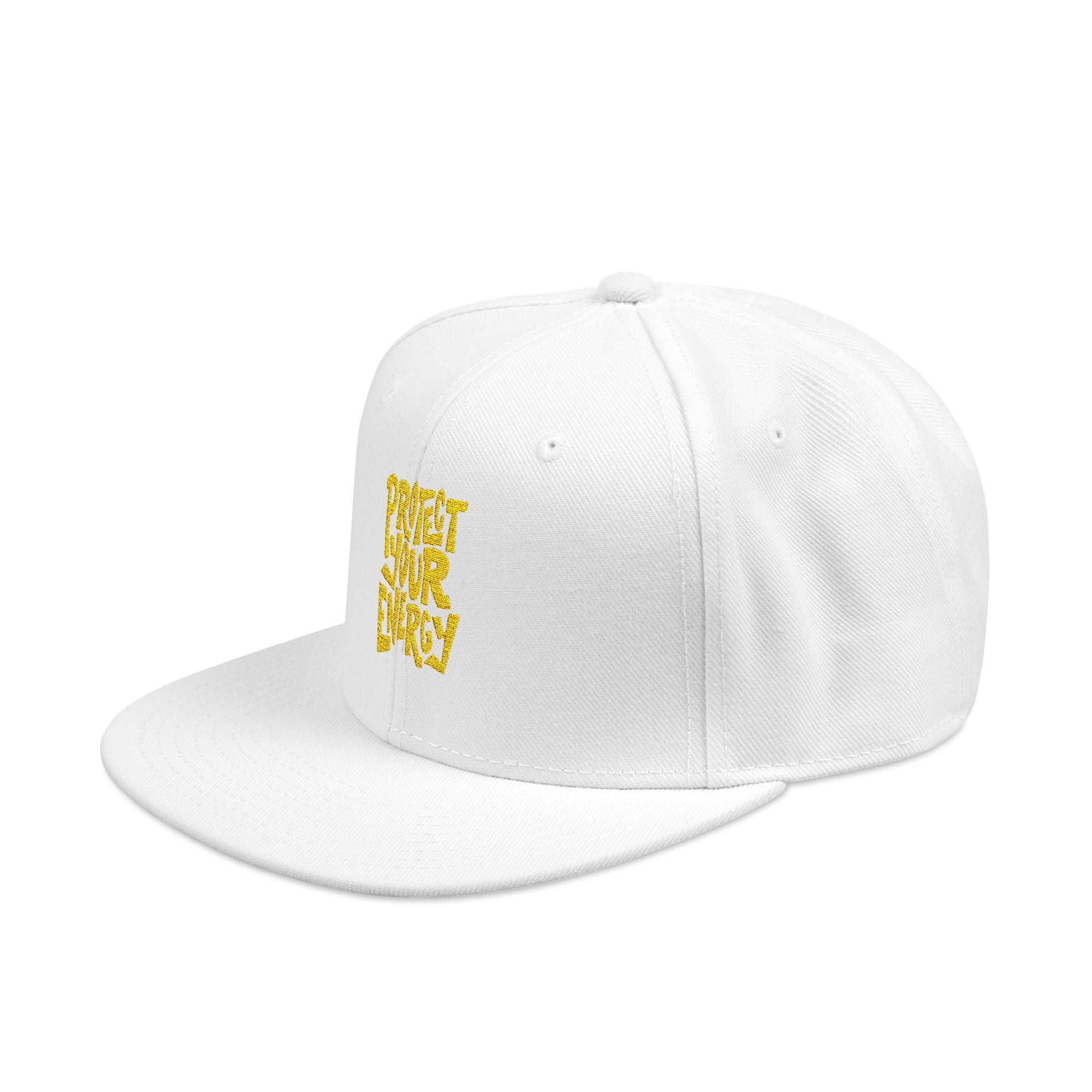Snapback Hat — Yellow Box Script Embroidery