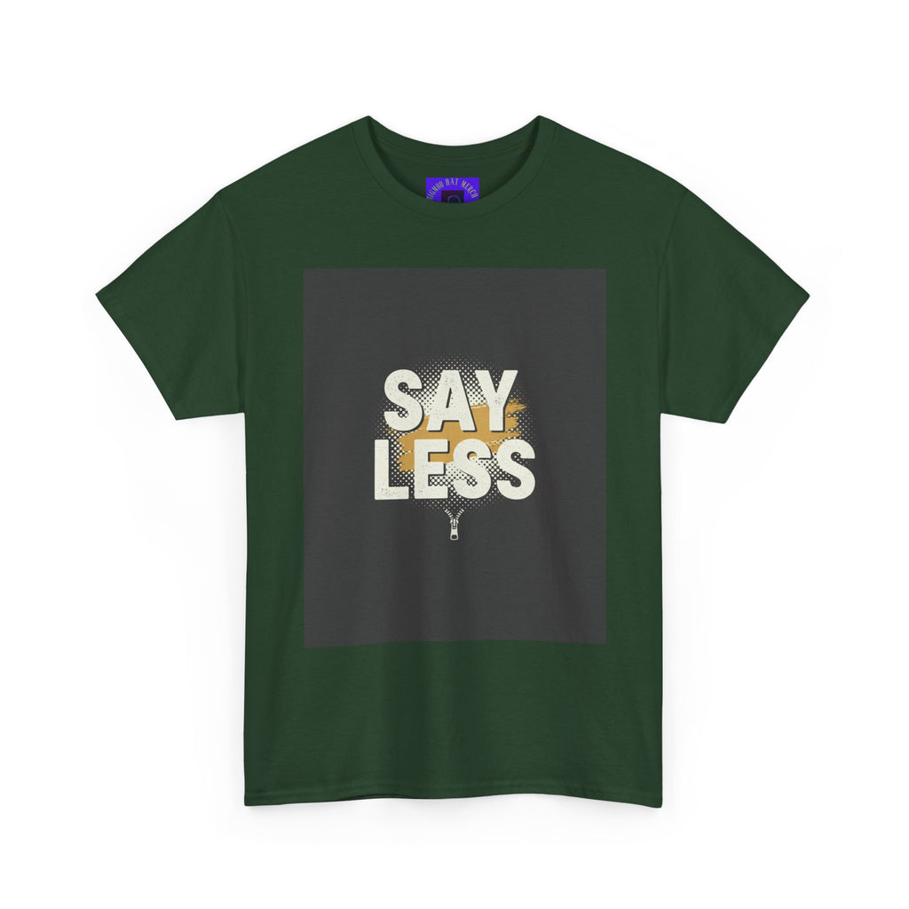 Say Less Graphic Ringer Tee — Mens Retro Minimalist Statement Shirt