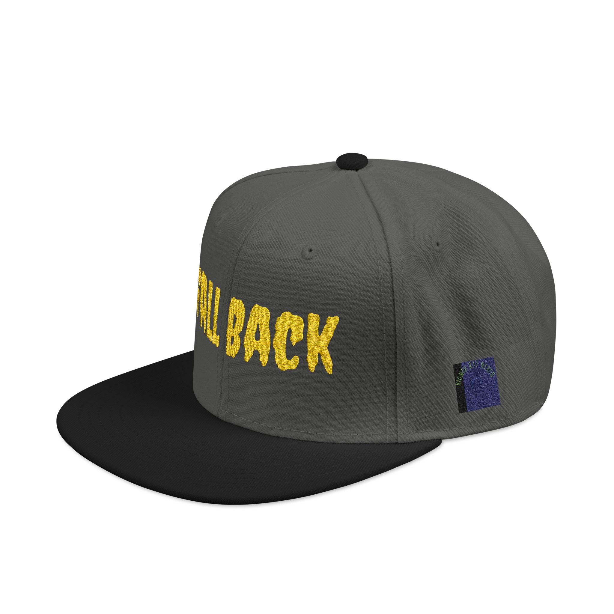 Snapback Hat – Embroidered 'Chill Back' Yellow Floral Lettering