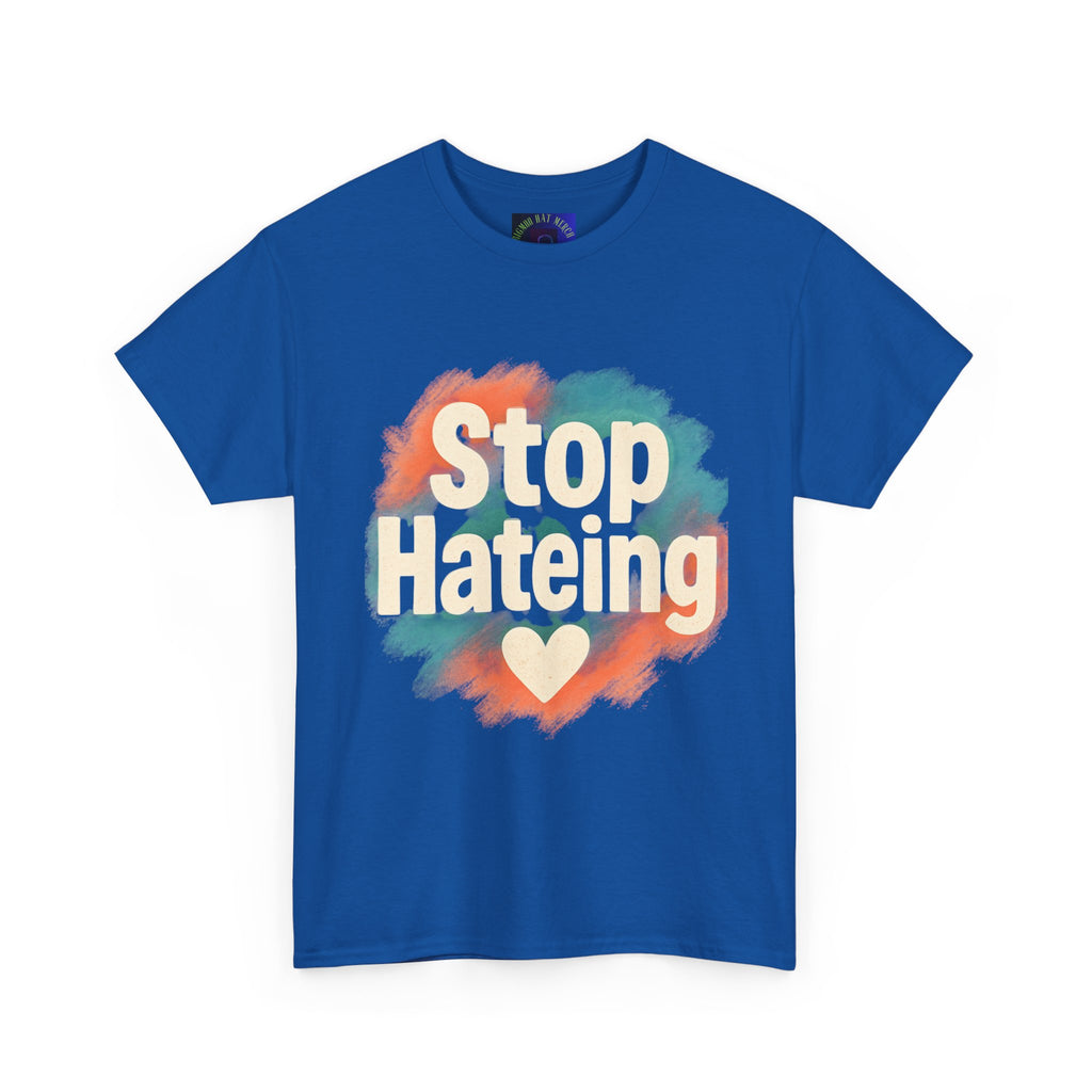 Unisex Heavy Cotton Tee: "Stop Hateing" Graphic Tee, Casual Wear, Gift for Activists, T-Shirt for Social Causes, Everyday Comfort