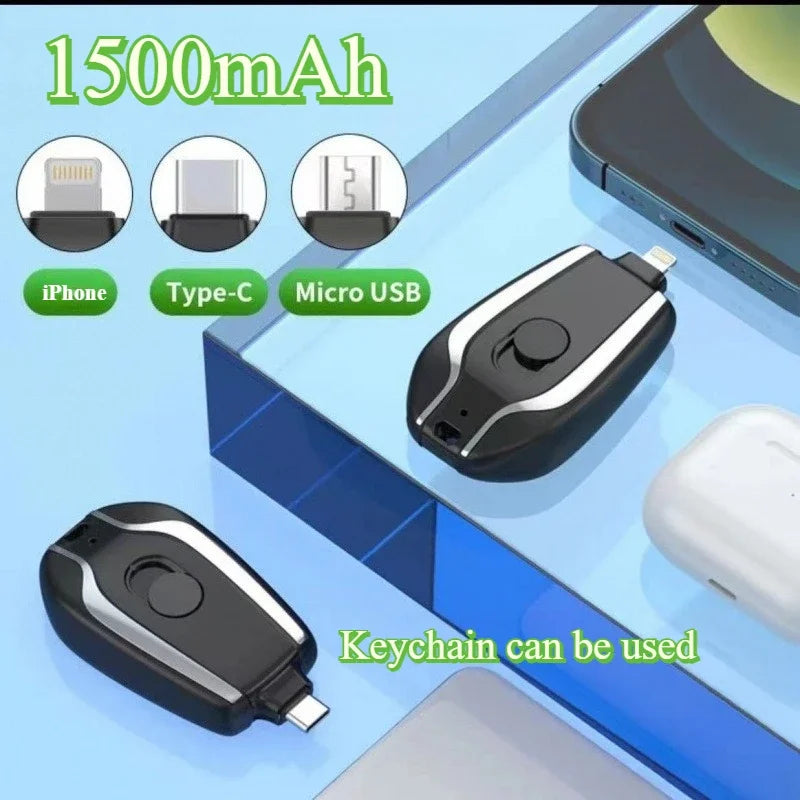 Portable Power Bank 1500mAh Mini Keychain For Android Emergency Charger Portable Charger