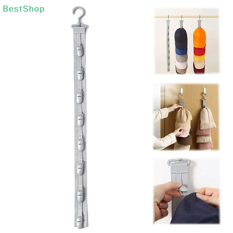 ♥♥♥Hat Storage Rack,Hanging Rope Cap Storage Clips,Baseball Hat Organizer Display,Wardrobe Hat Rack